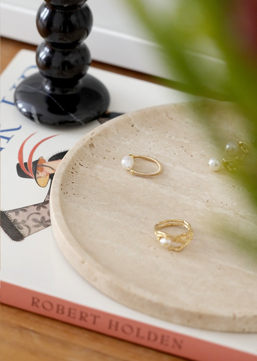 Linea Slim Marble Tray - Yellow Travertine