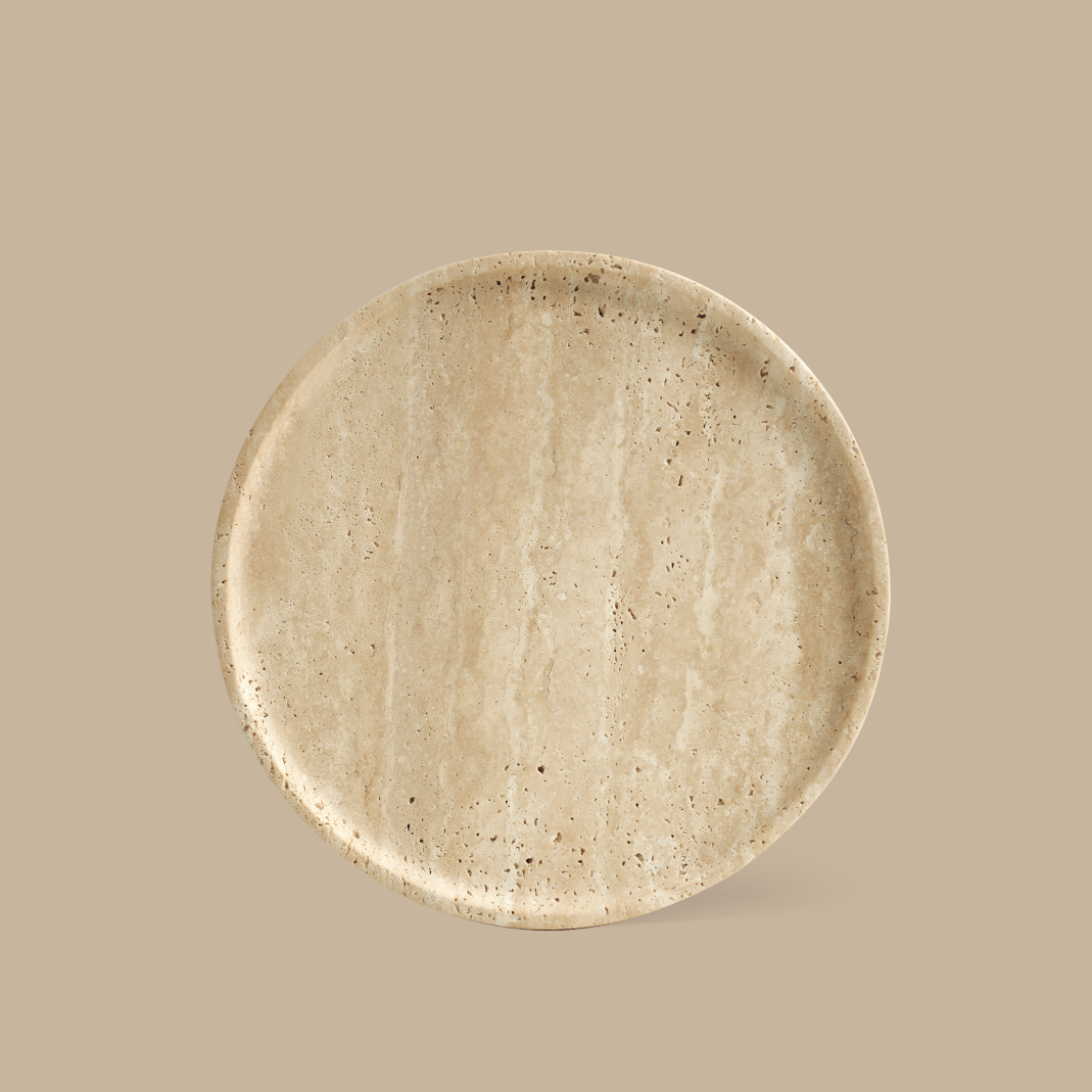 Linea Slim Marble Tray - Yellow Travertine - BLACK BLAZE