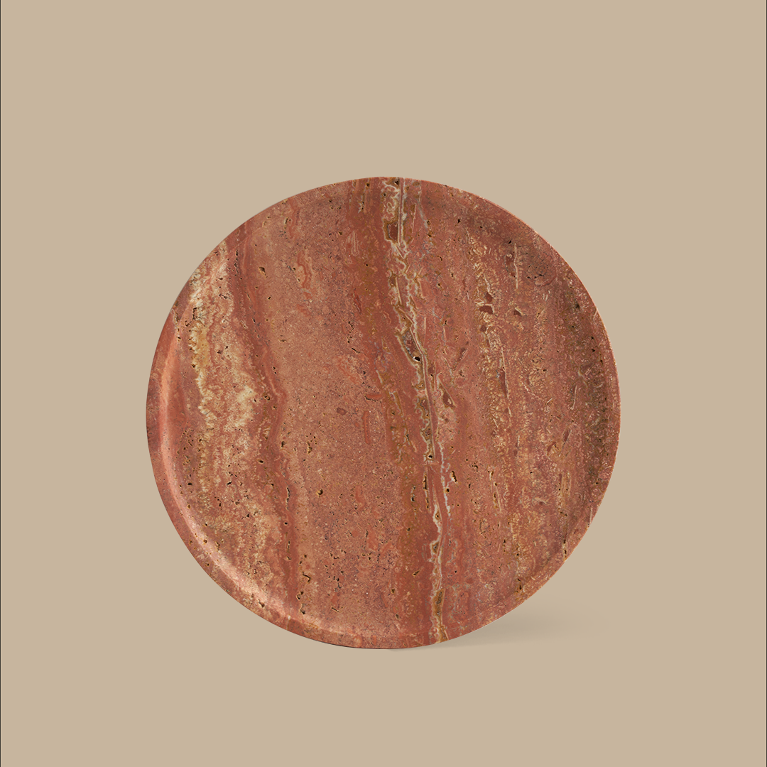 Linea Slim Marble Tray - Red Travertine