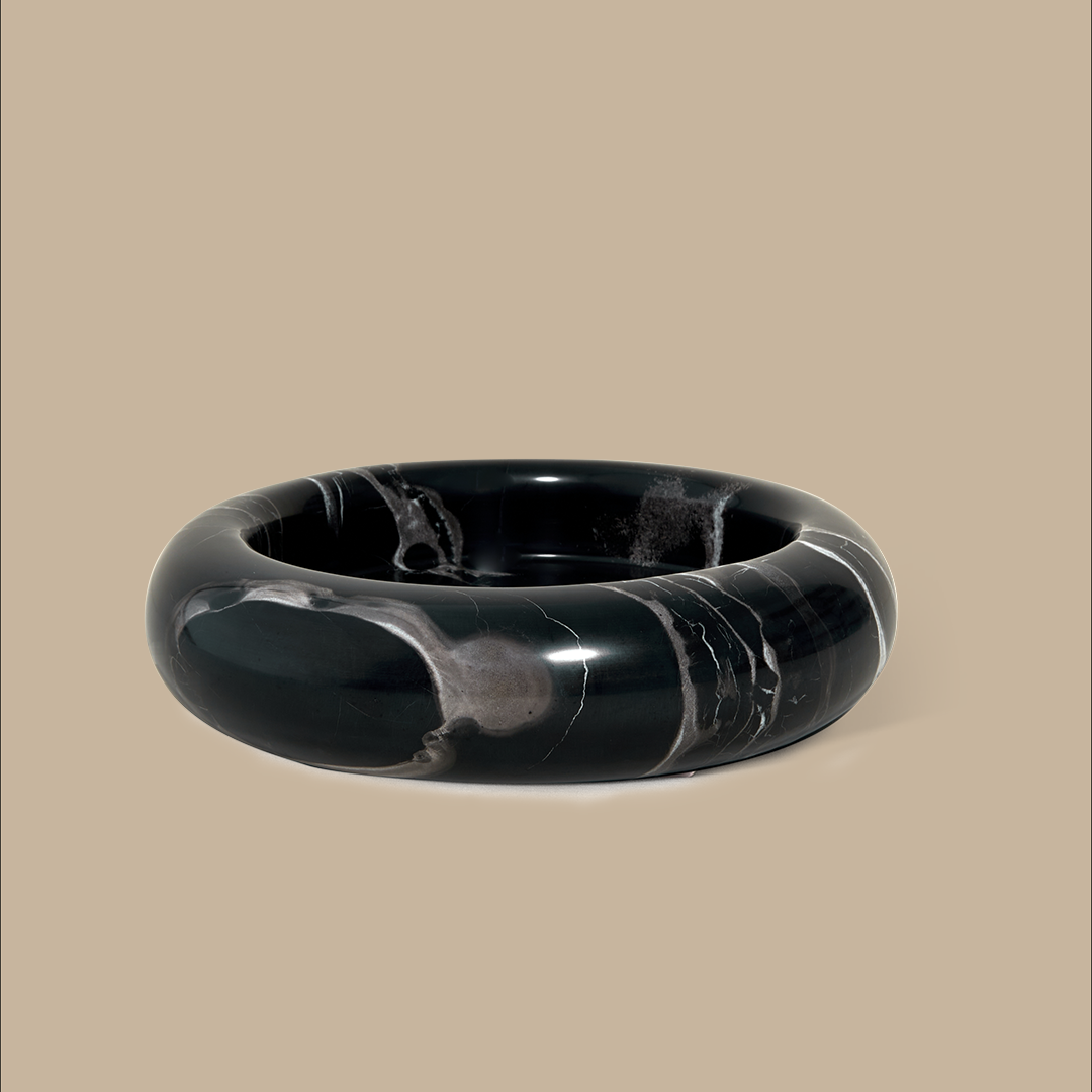Halo Marble Tray - Black Silver