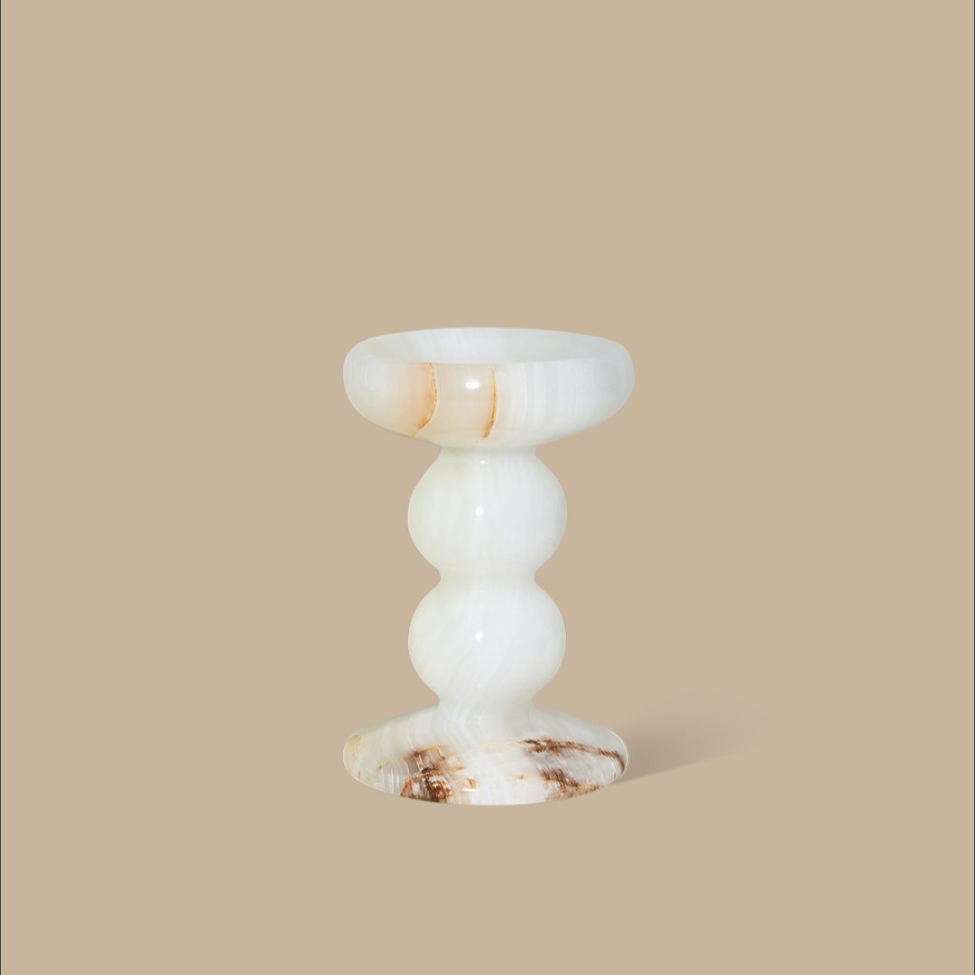 Orb White Onyx Candle Holder Medium