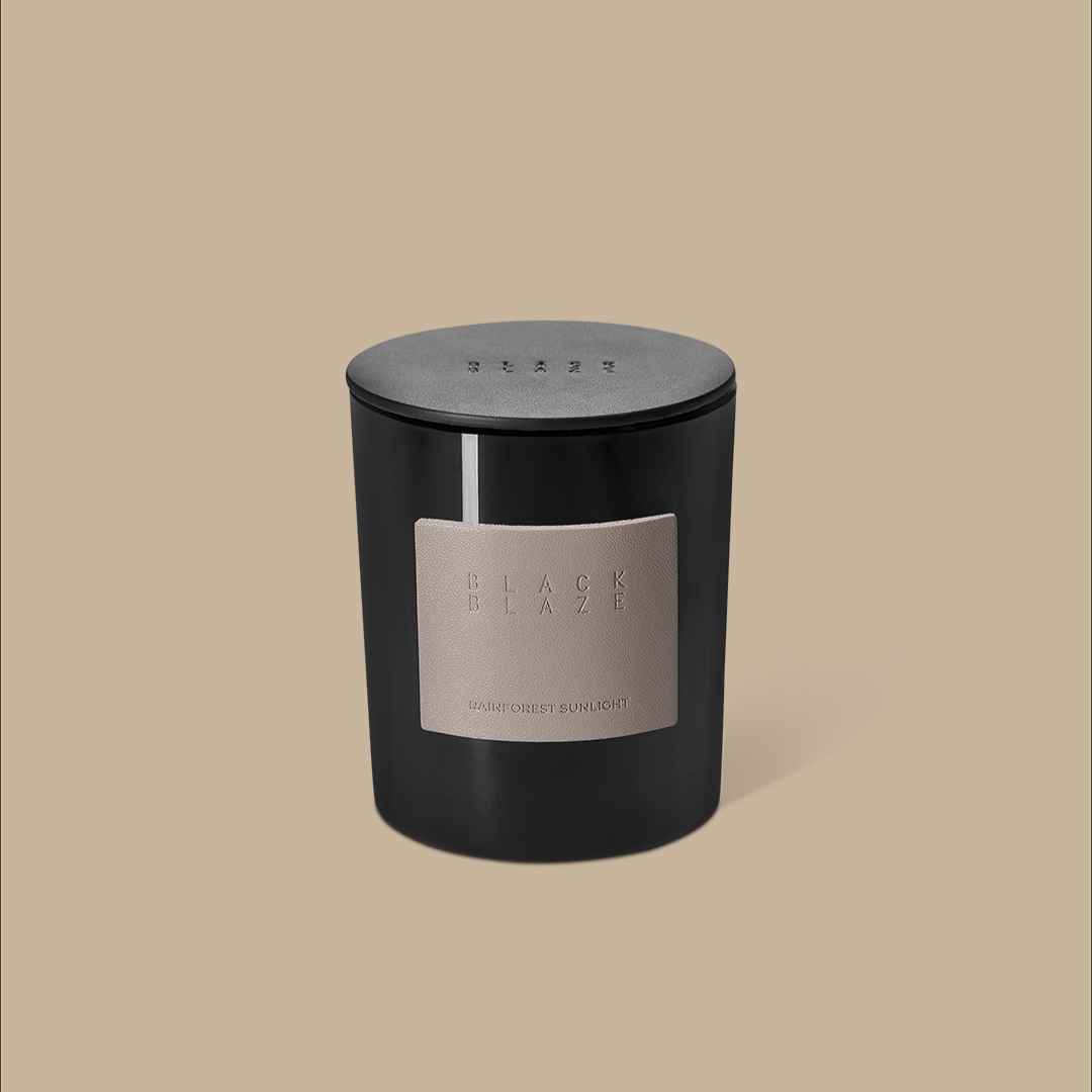 Rainforest Sunlight Scented Candle-Black Glass