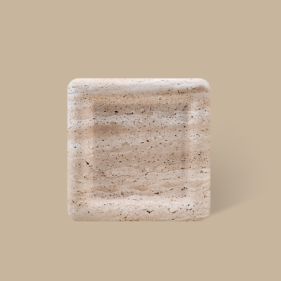 Halo Square Tray - Travertine - BLACK BLAZE