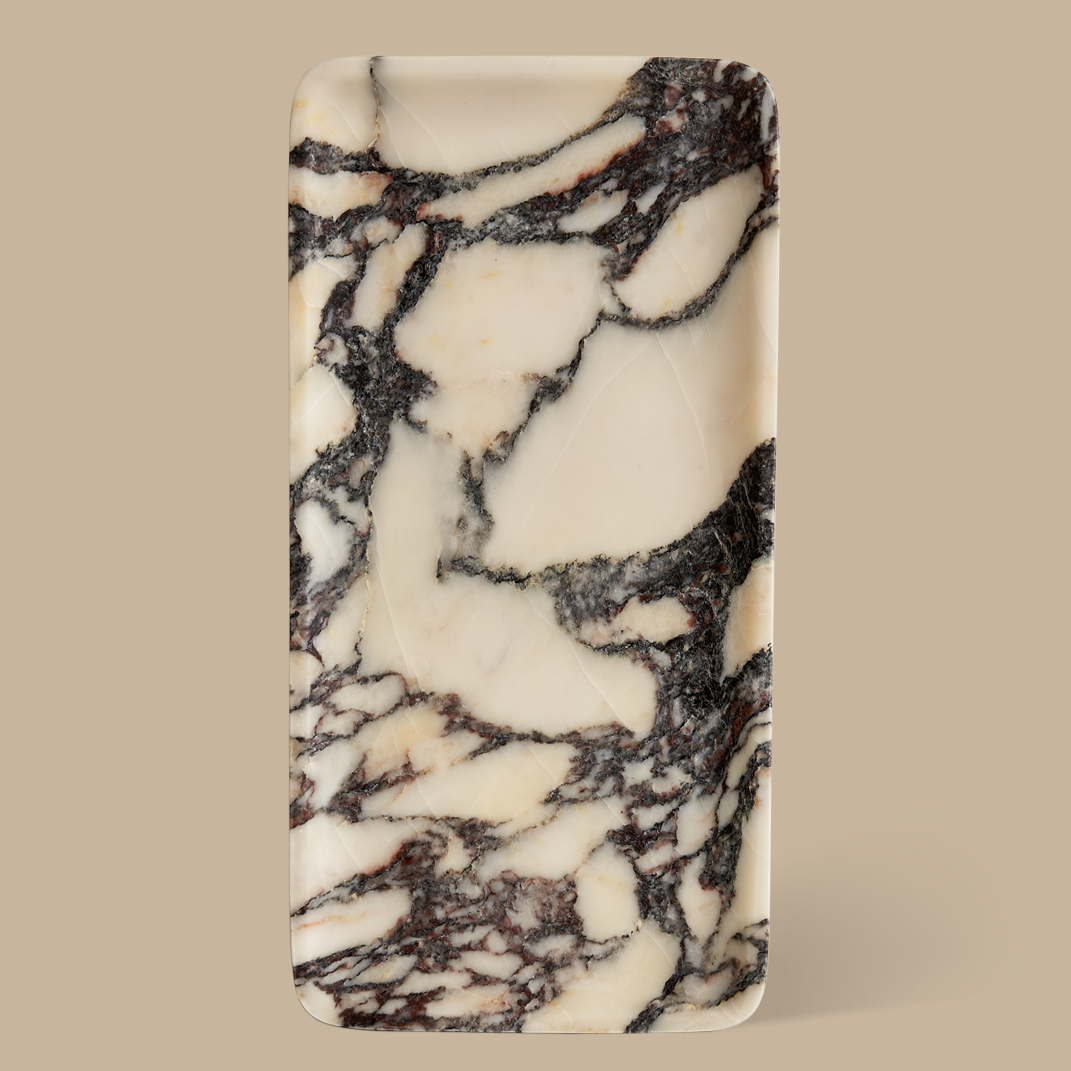 Linea Rectangle Marble Tray - BLACK BLAZE
