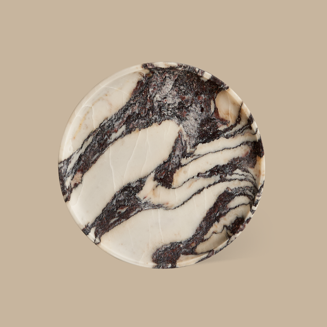 Linea Round Marble Tray - BLACK BLAZE