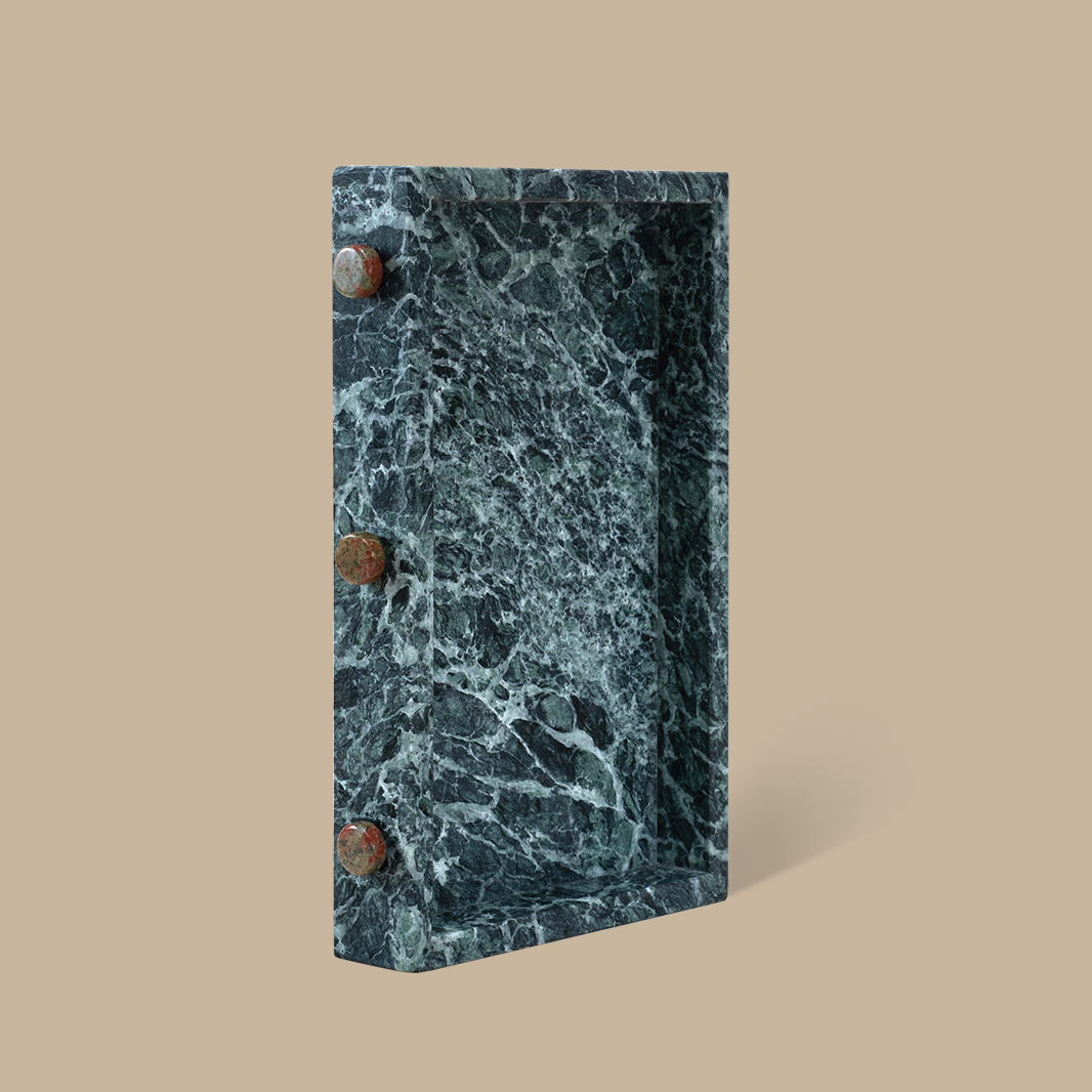 Forma Rectangle Tray - Verde Alpi Marble with Buttons