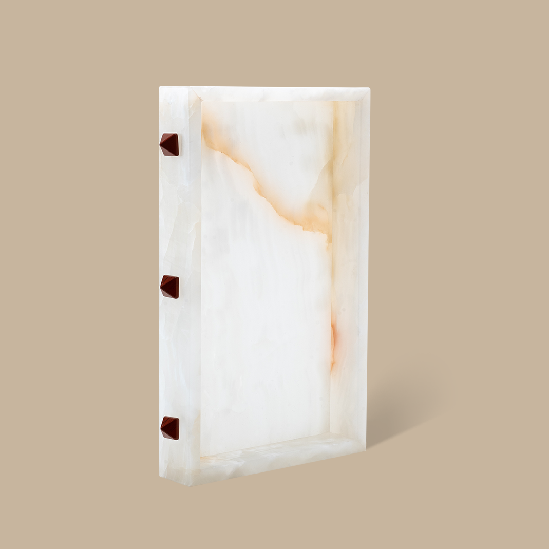 Forma Rectangle Tray - White Onyx with Rivets