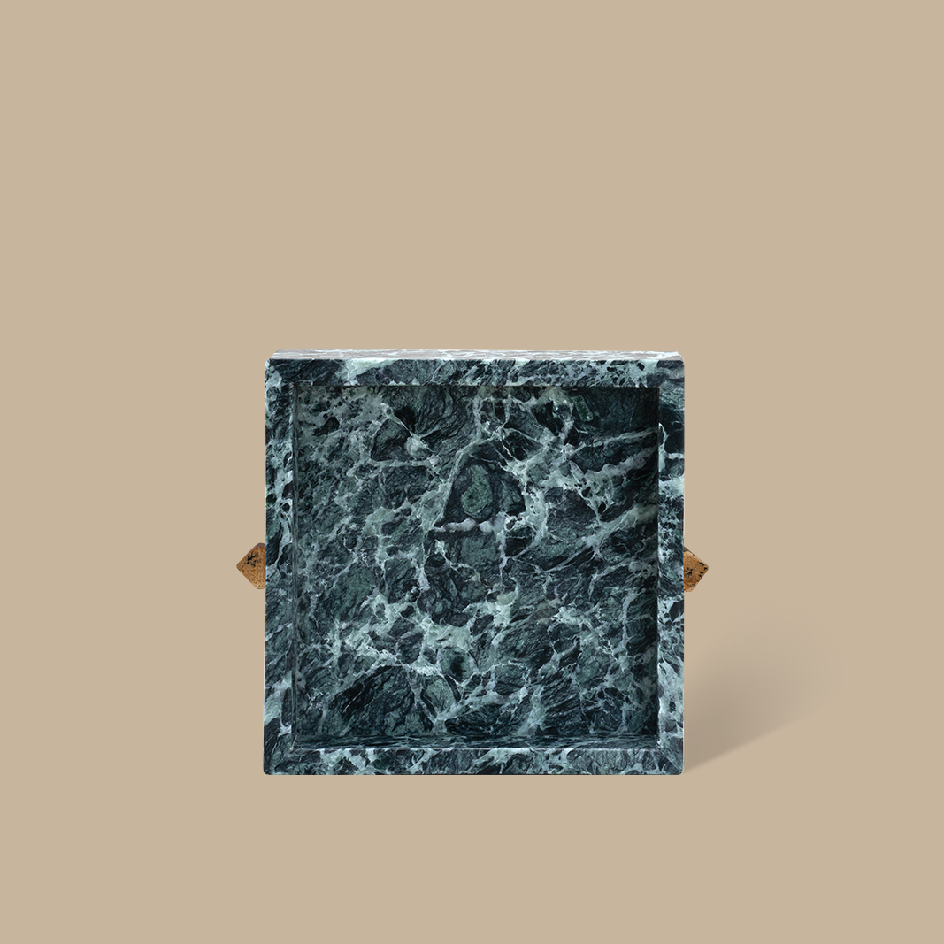 Forma Square Tray - Verde Alpi Marble with Rivets