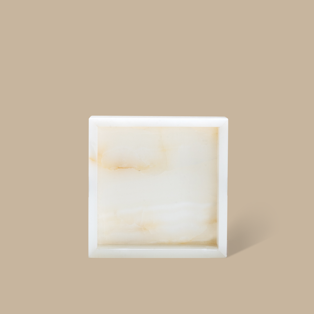 Forma Square Tray - White Onyx