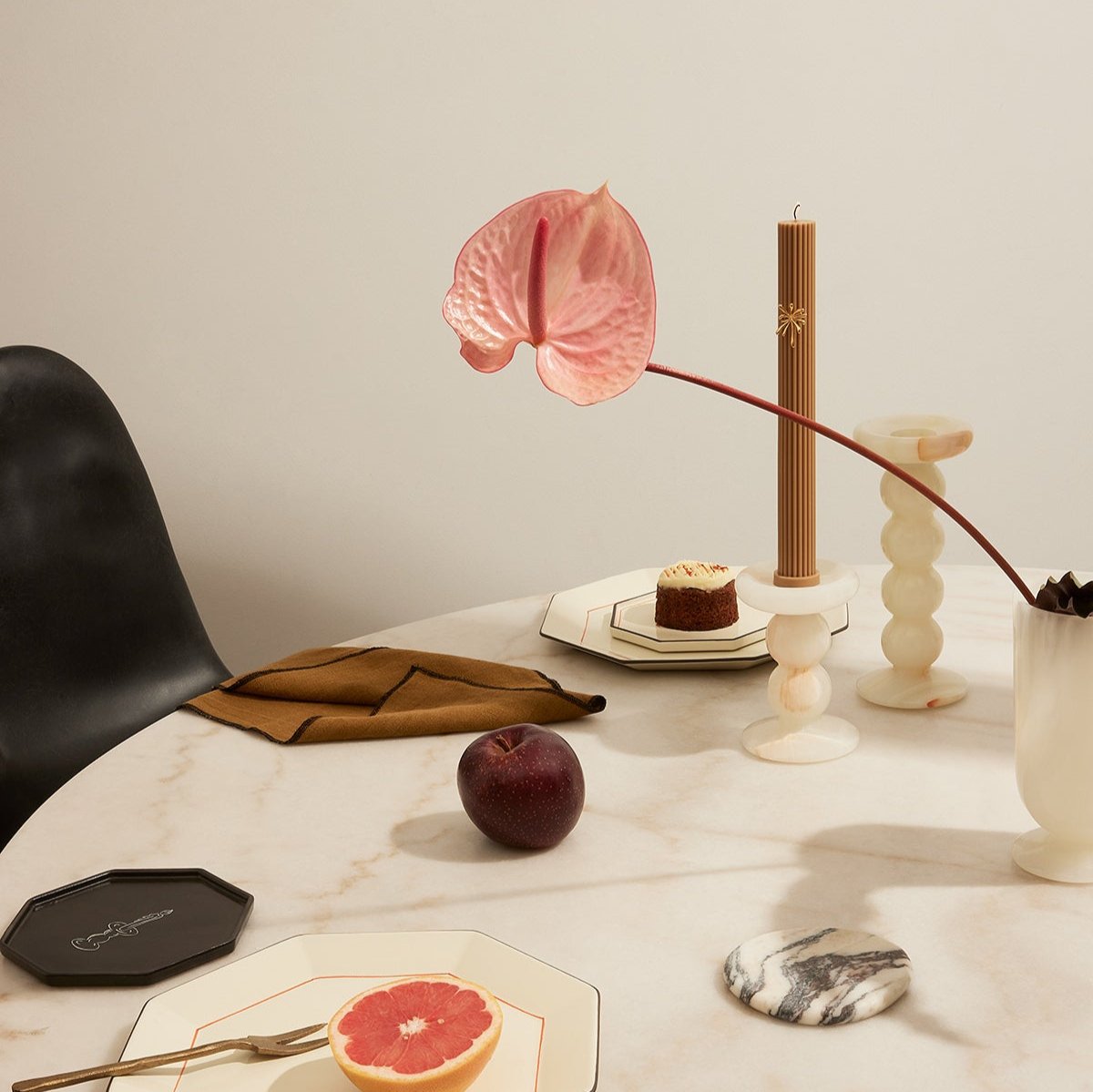 Orb White Onyx Candle Holder Medium