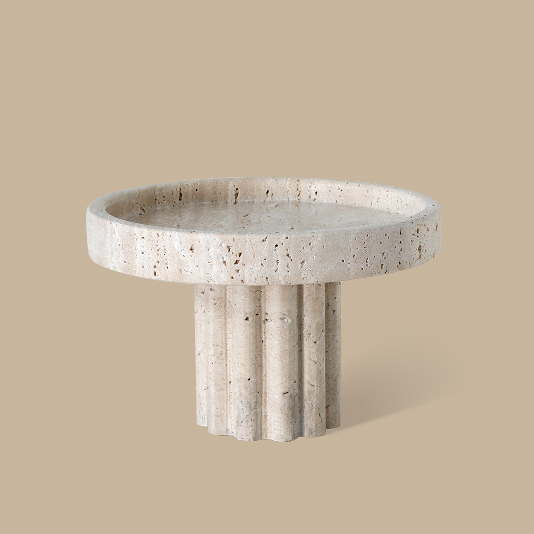 Column Tray - Round / Travertine - BLACK BLAZE
