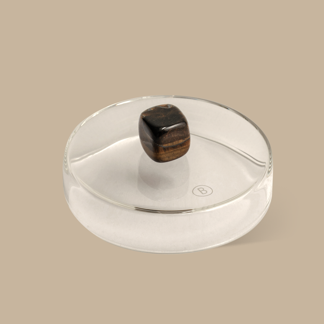 Glass Candle Lid - Tiger Eye