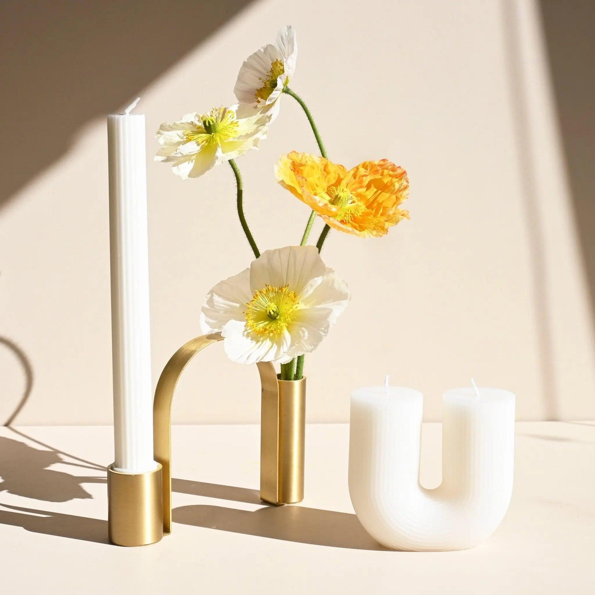 Arch Brass Holder - BLACK BLAZE - Pillar Candle - BLACK BLAZE