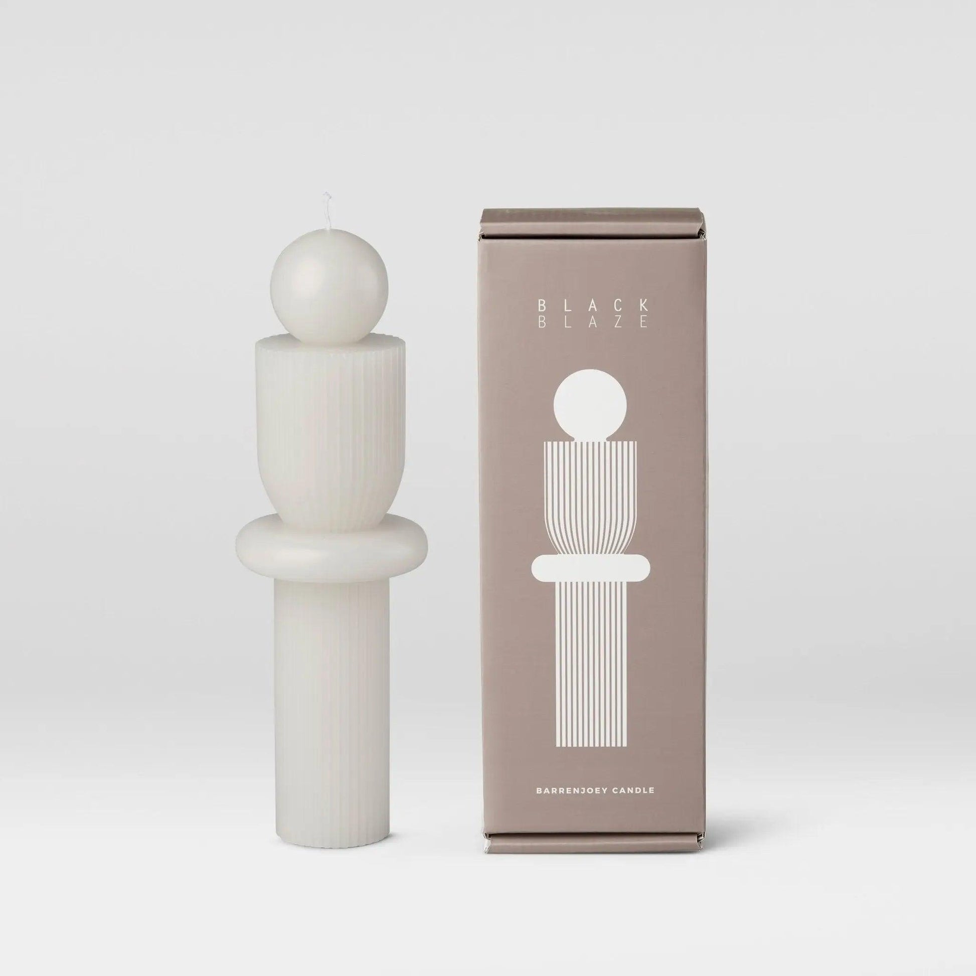 Barrenjoey Candle - White - BLACK BLAZE - Pillar Candle - BLACK BLAZE