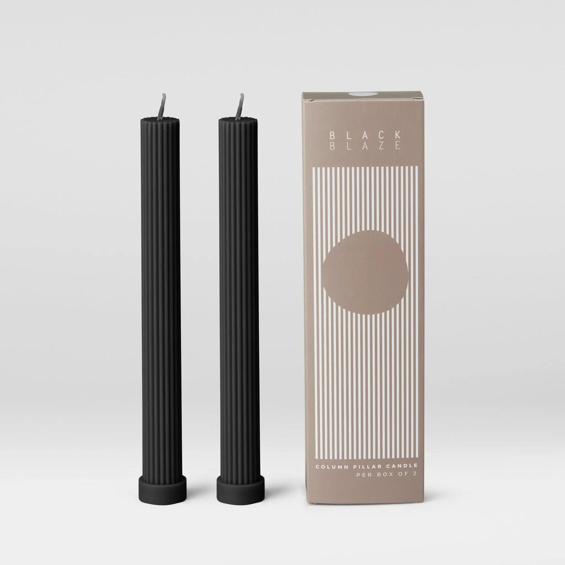 Column Pillar Candle Duo- Black - BLACK BLAZE - Pillar Candle - BLACK BLAZE