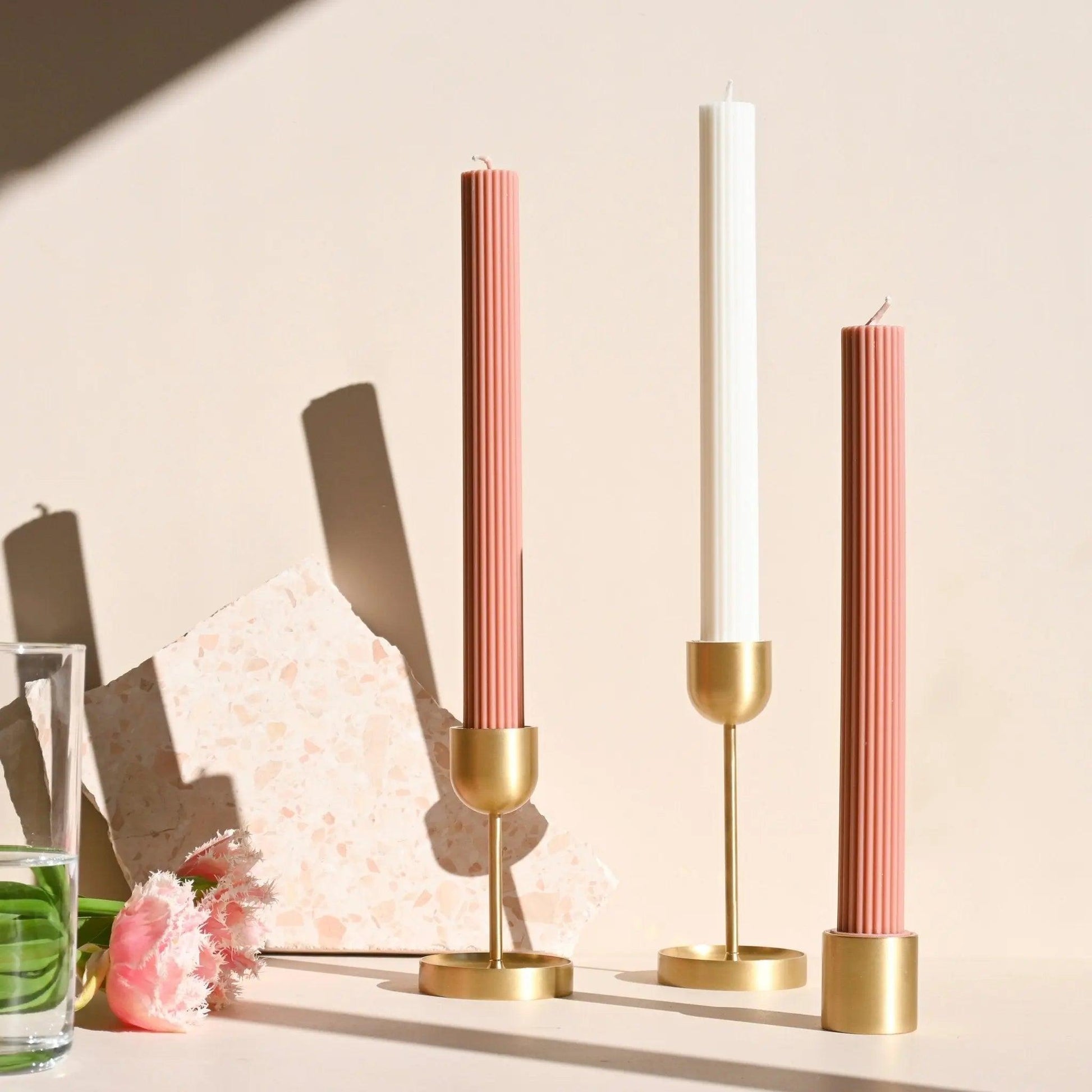 Column Pillar Candle Duo - Peach - BLACK BLAZE - Pillar Candle - BLACK BLAZE