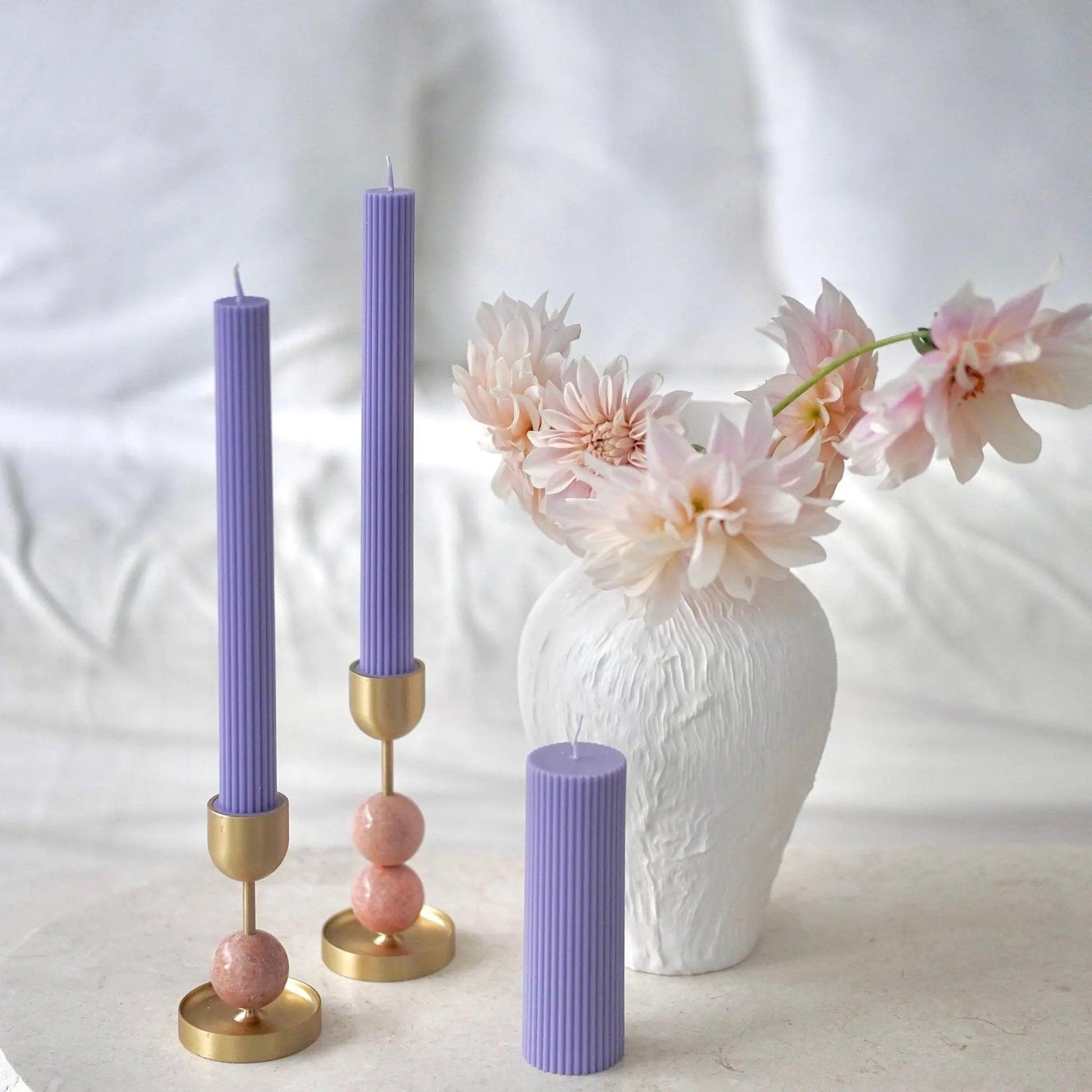 Column Pillar Candle Duo - Periwinkle - BLACK BLAZE - Pillar Candle - BLACK BLAZE