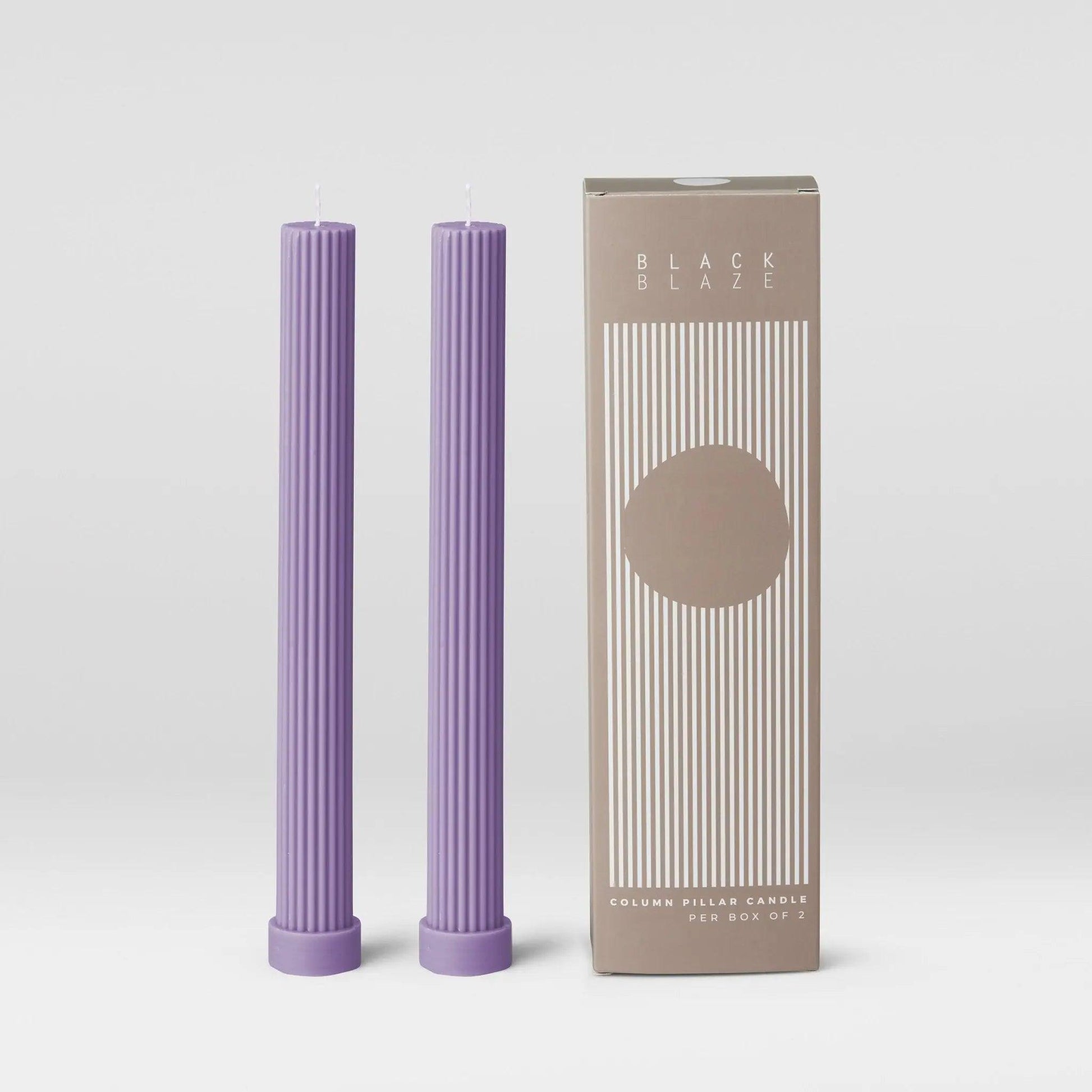 Column Pillar Candle Duo - Periwinkle - BLACK BLAZE - Pillar Candle - BLACK BLAZE