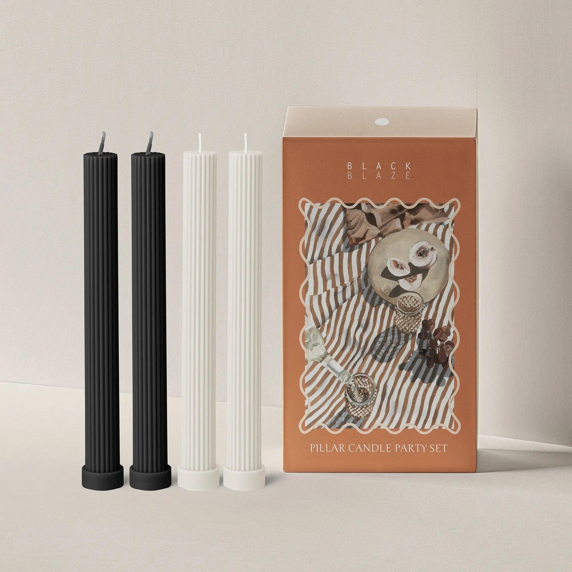 Column Pillar Candle Party Set - BLACK BLAZE - Pillar Candle - BLACK BLAZE