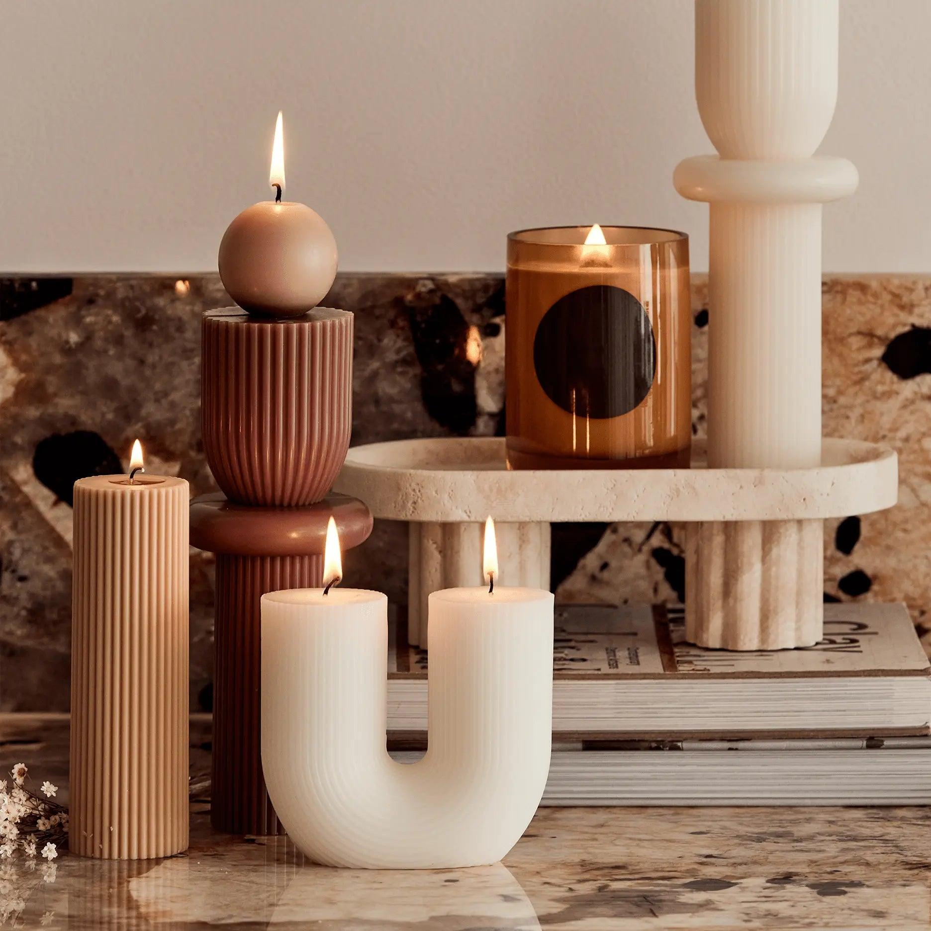 Curl Curl Candle - White - BLACK BLAZE - Pillar Candle - BLACK BLAZE