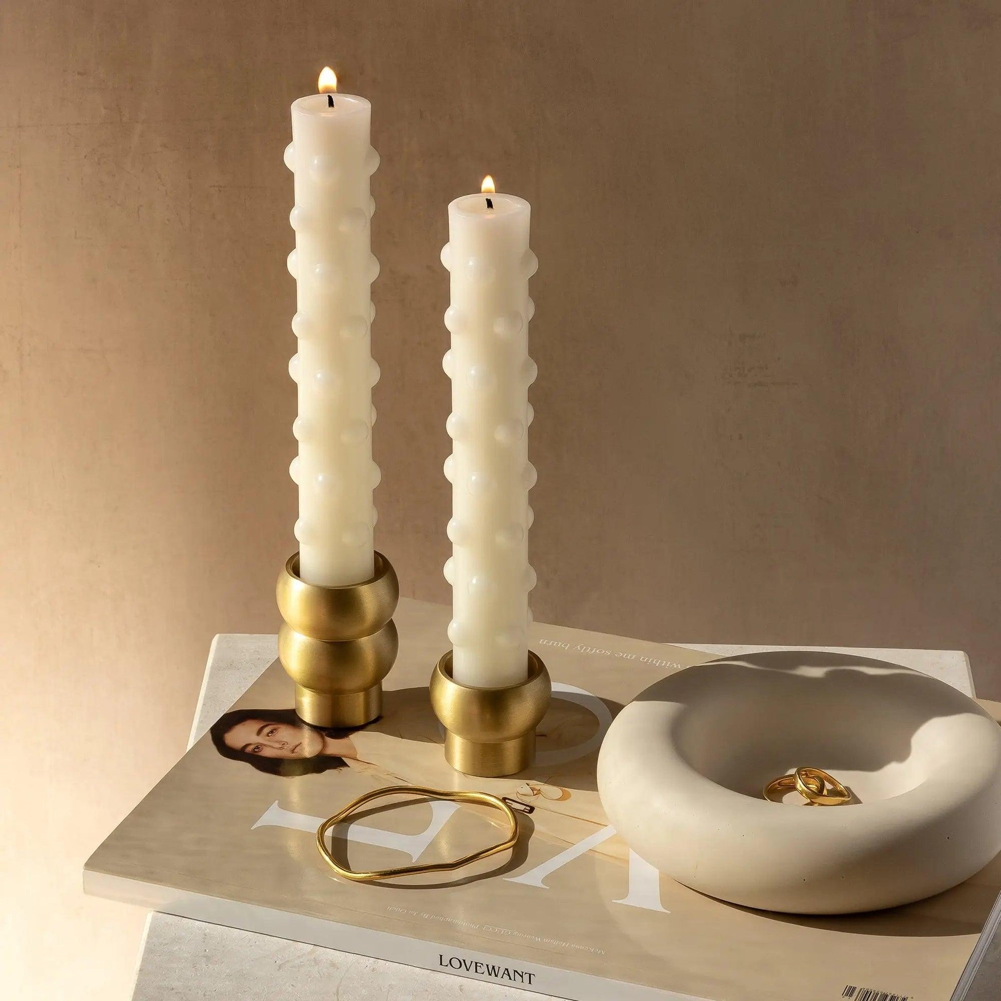 Figure II Brass Candle Holder - BLACK BLAZE - Pillar Candle - BLACK BLAZE