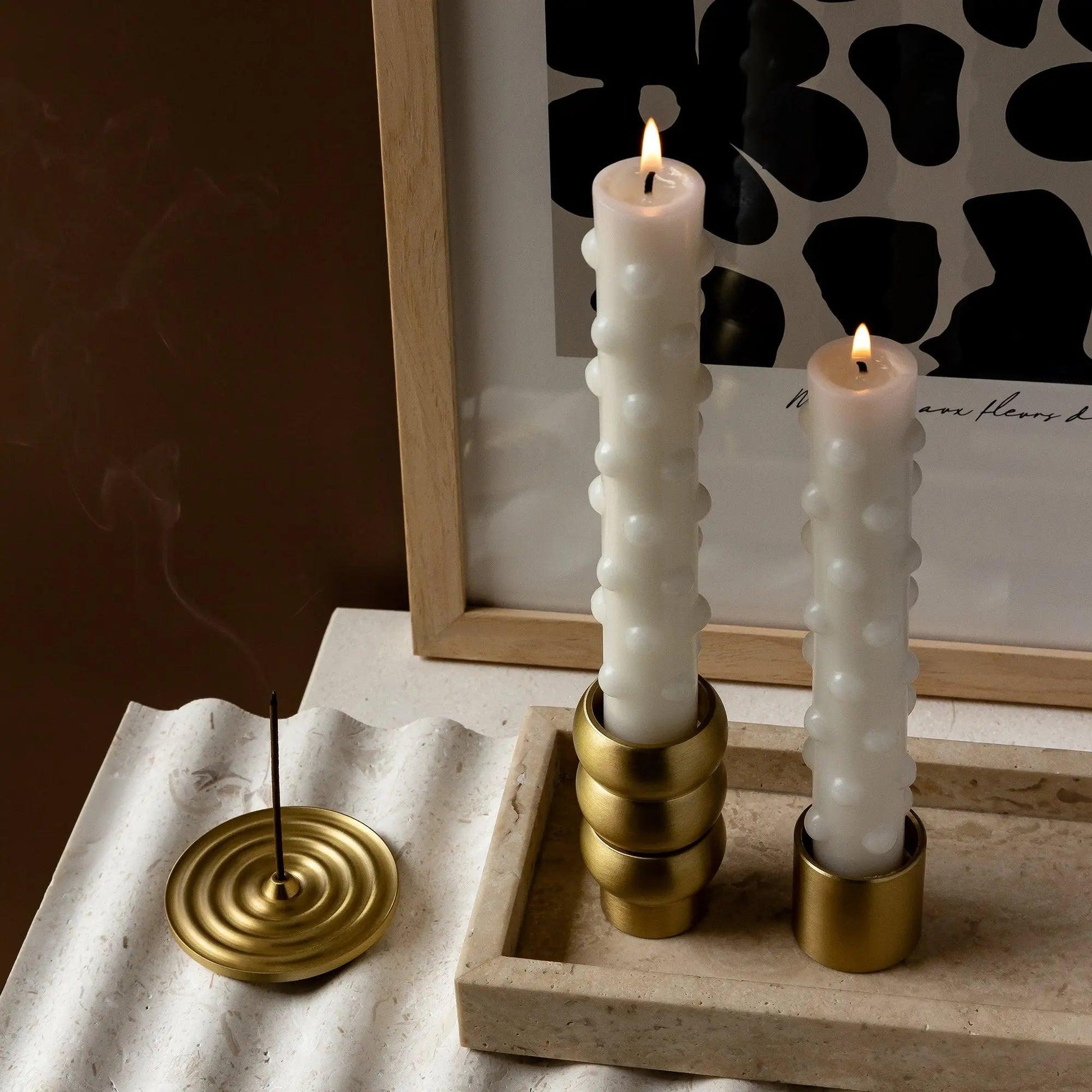 Figure II Brass Candle Holder - BLACK BLAZE - Pillar Candle - BLACK BLAZE