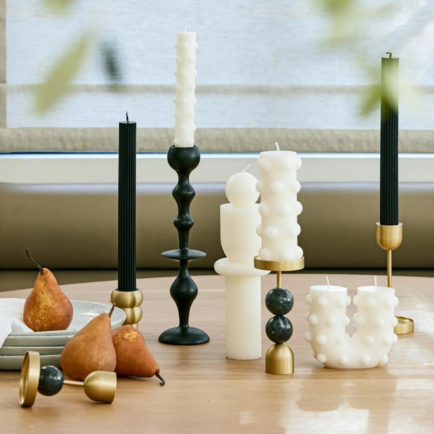 Infinity Candle Holder - Black Large - BLACK BLAZE - Pillar Candle - BLACK BLAZE