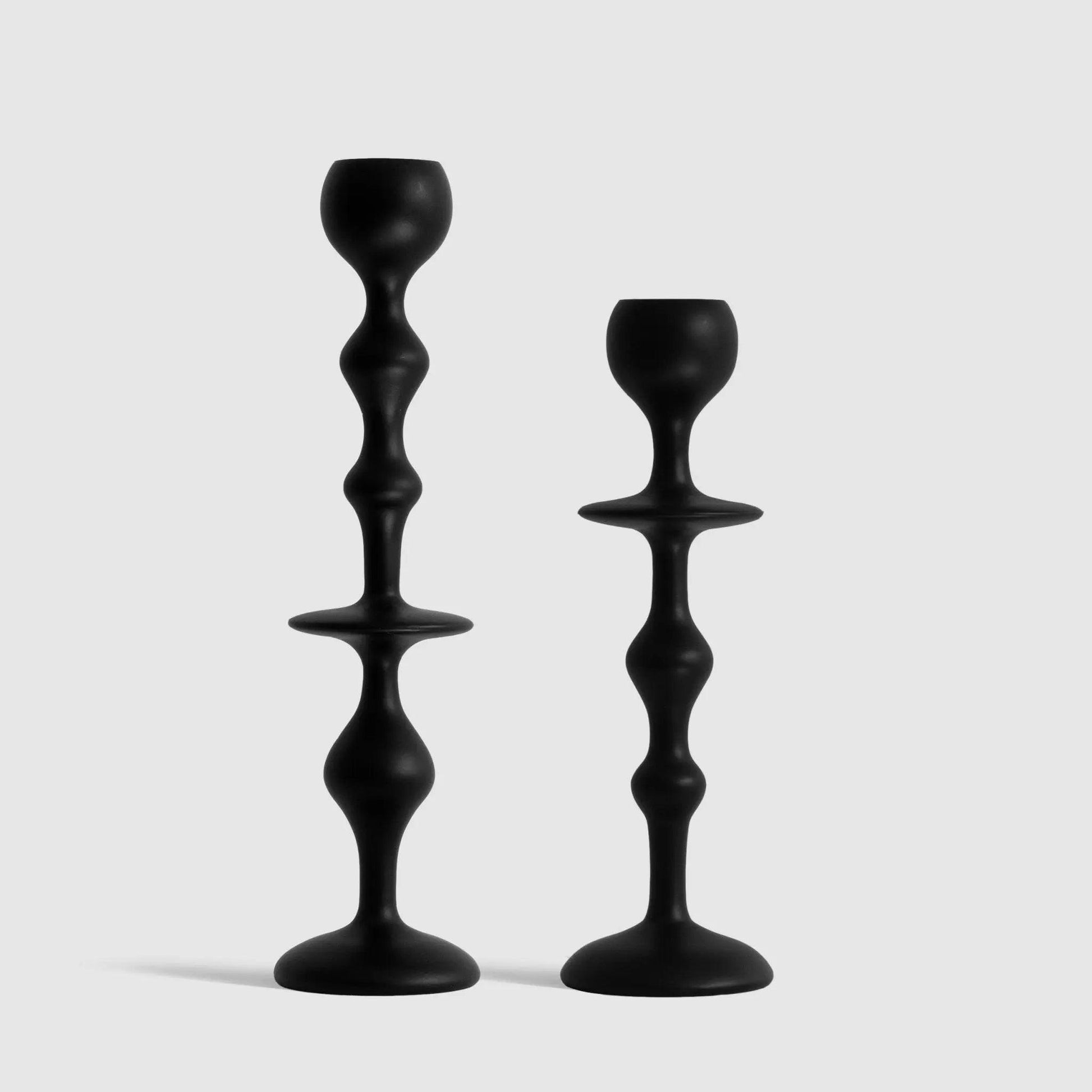 Infinity Candle Holder - Black Medium - BLACK BLAZE - Pillar Candle - BLACK BLAZE