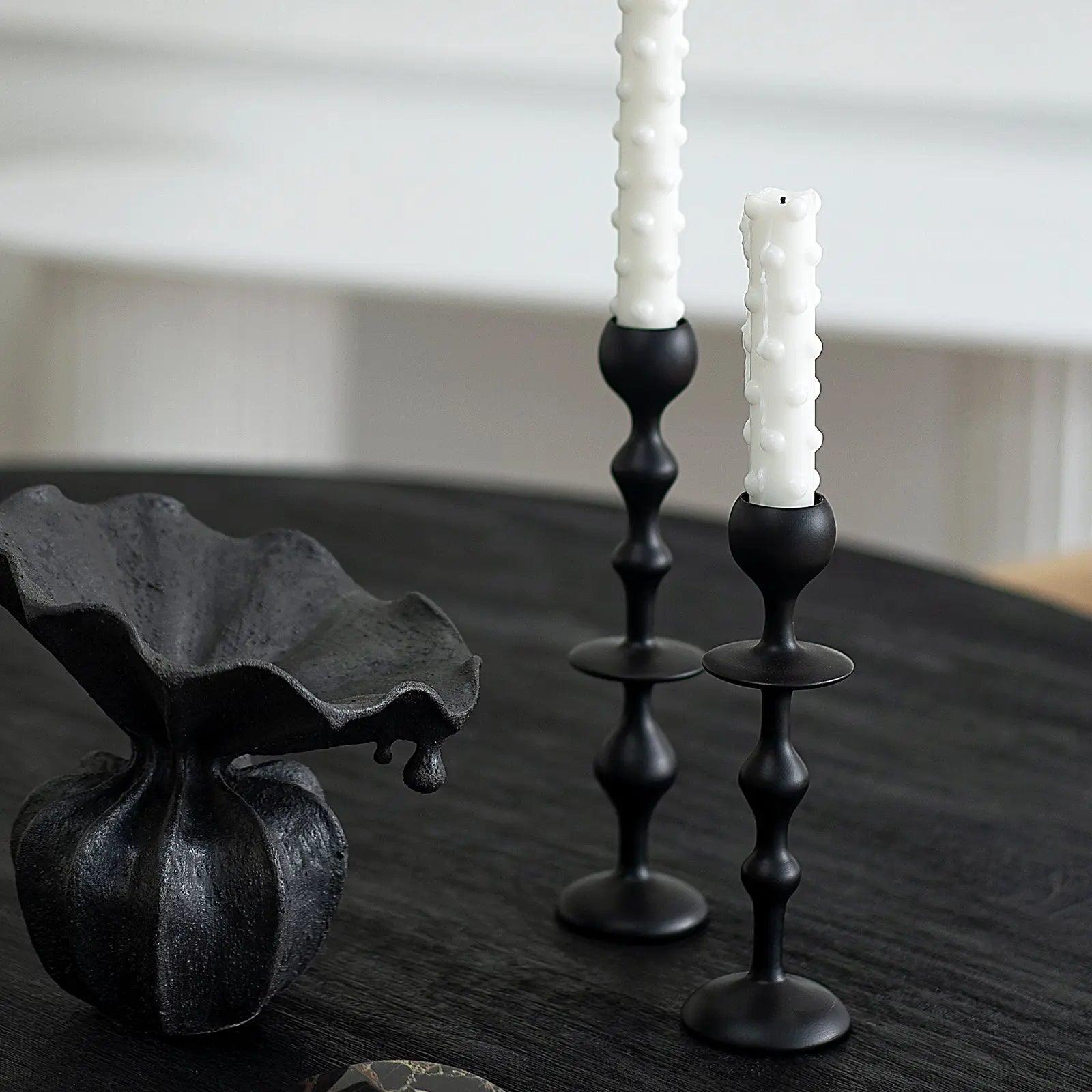 Infinity Candle Holder - Black Medium - BLACK BLAZE - Pillar Candle - BLACK BLAZE