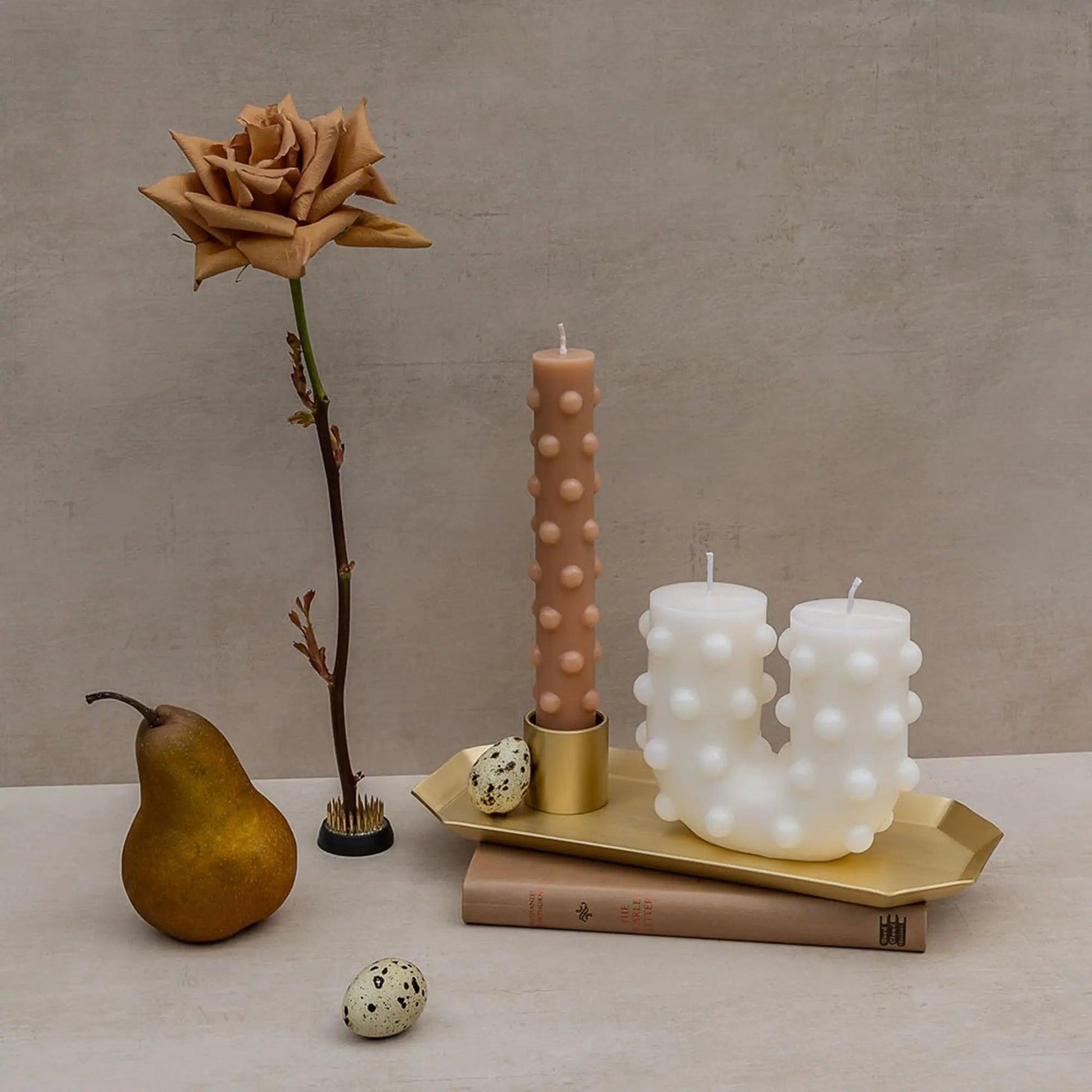Polka Candle Duo - Nude - BLACK BLAZE - Pillar Candle - BLACK BLAZE