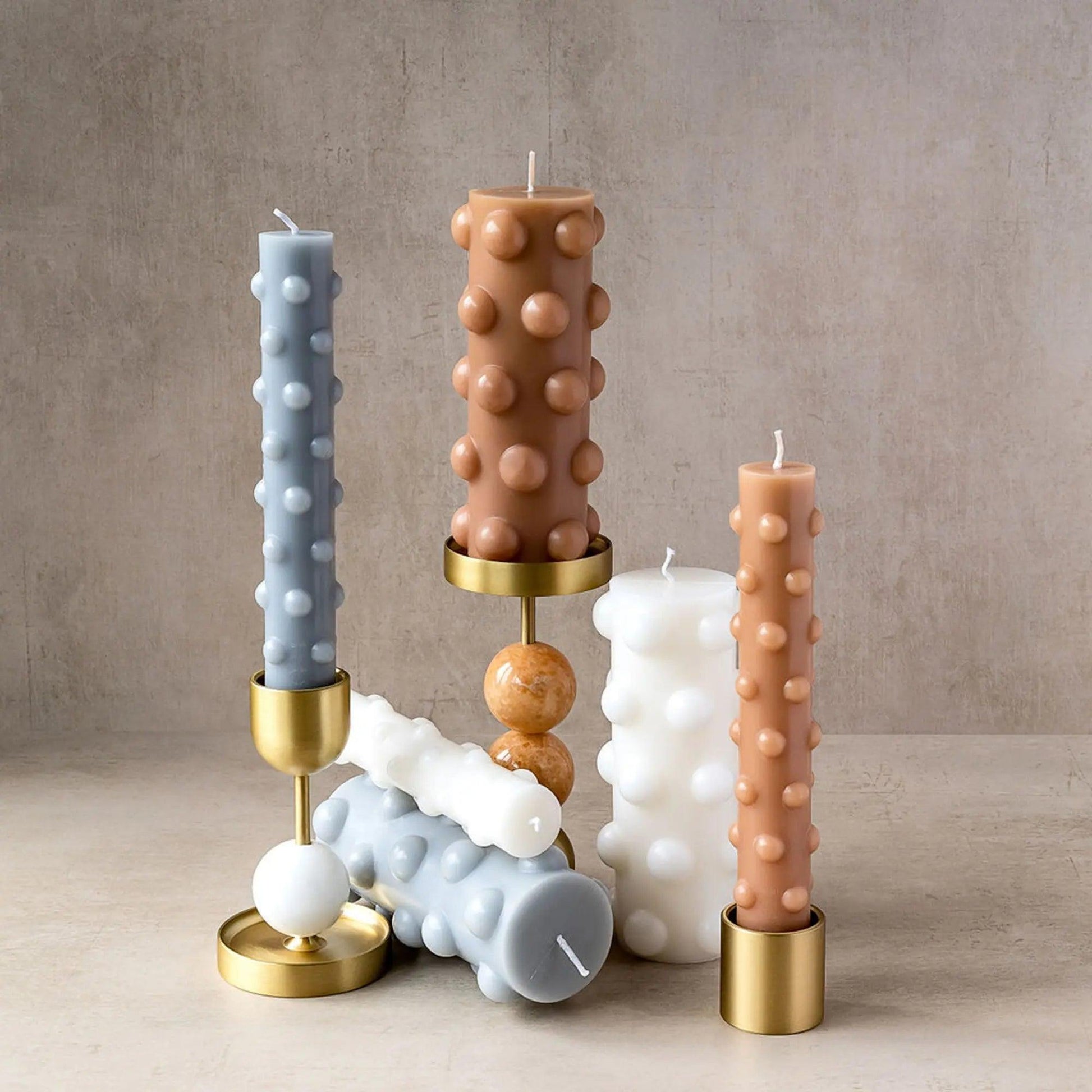 Polka Candle Duo - Nude - BLACK BLAZE - Pillar Candle - BLACK BLAZE