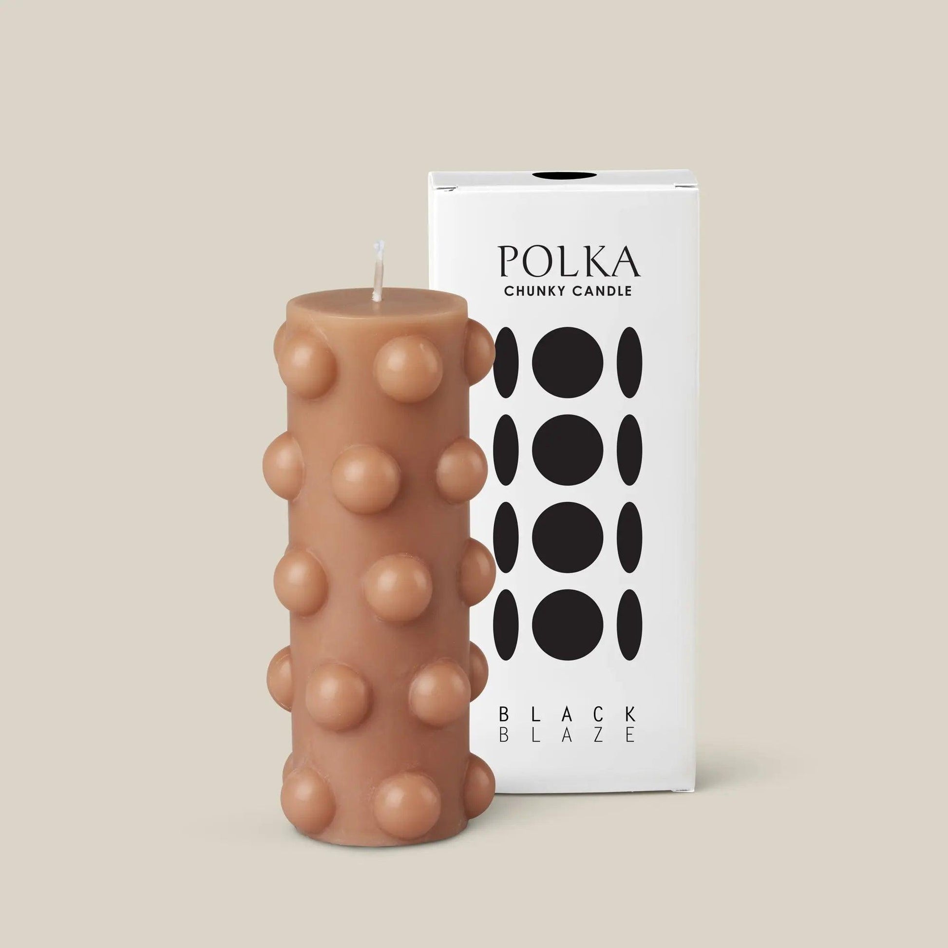 Polka Chunky Candle - Nude - BLACK BLAZE - Pillar Candle - BLACK BLAZE