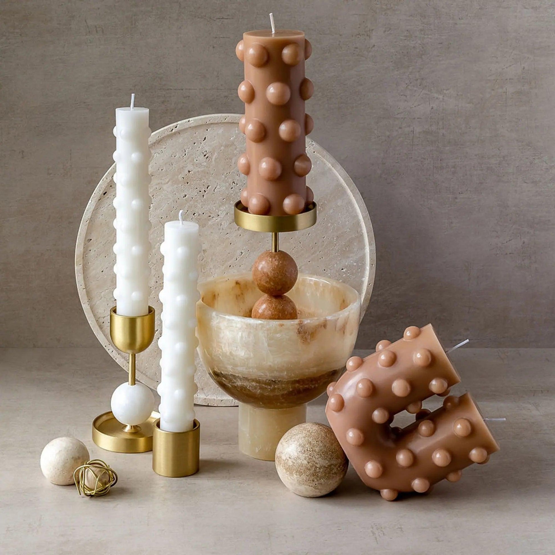 Polka Curl Curl Candle - Nude - BLACK BLAZE - Pillar Candle - BLACK BLAZE
