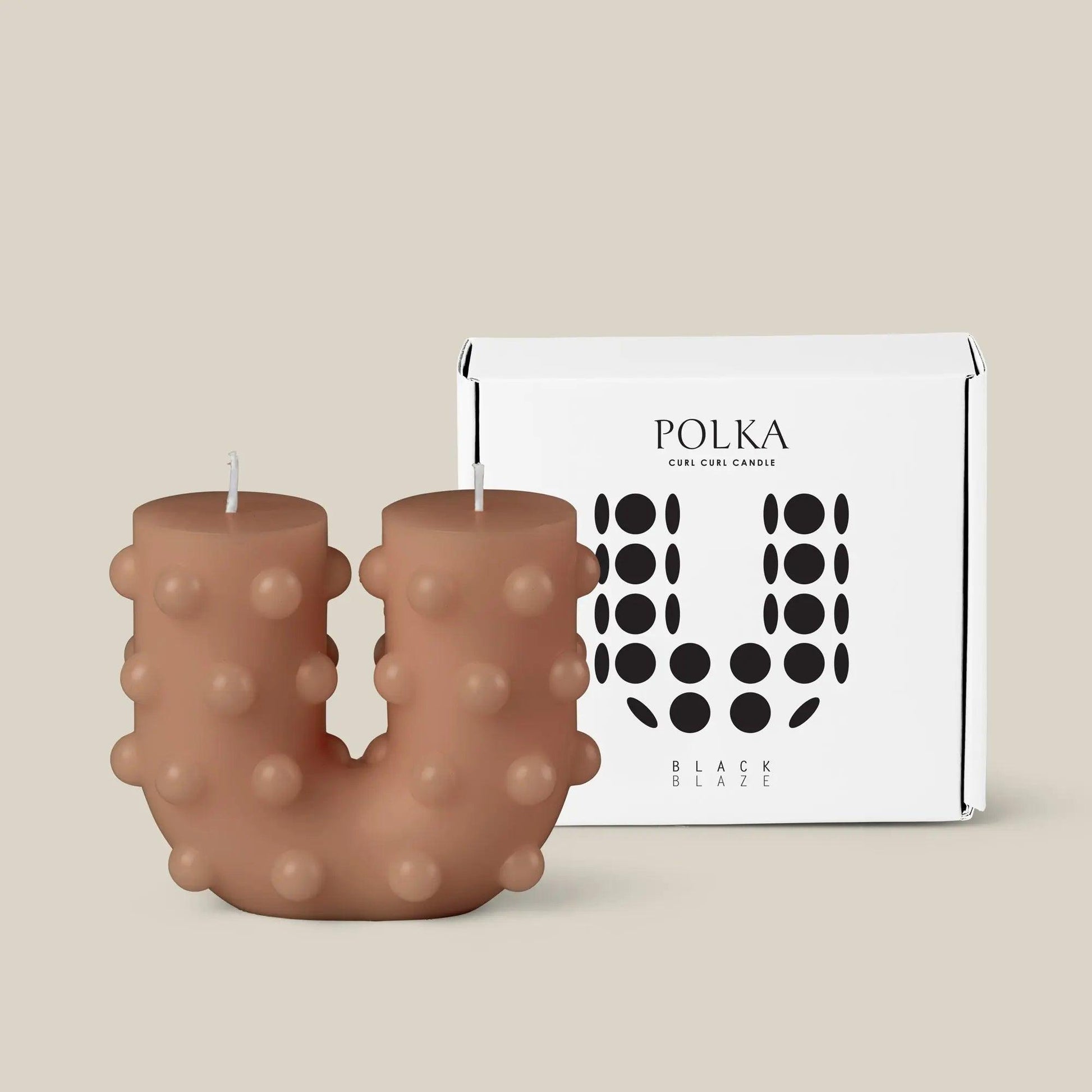 Polka Curl Curl Candle - Nude - BLACK BLAZE - Pillar Candle - BLACK BLAZE