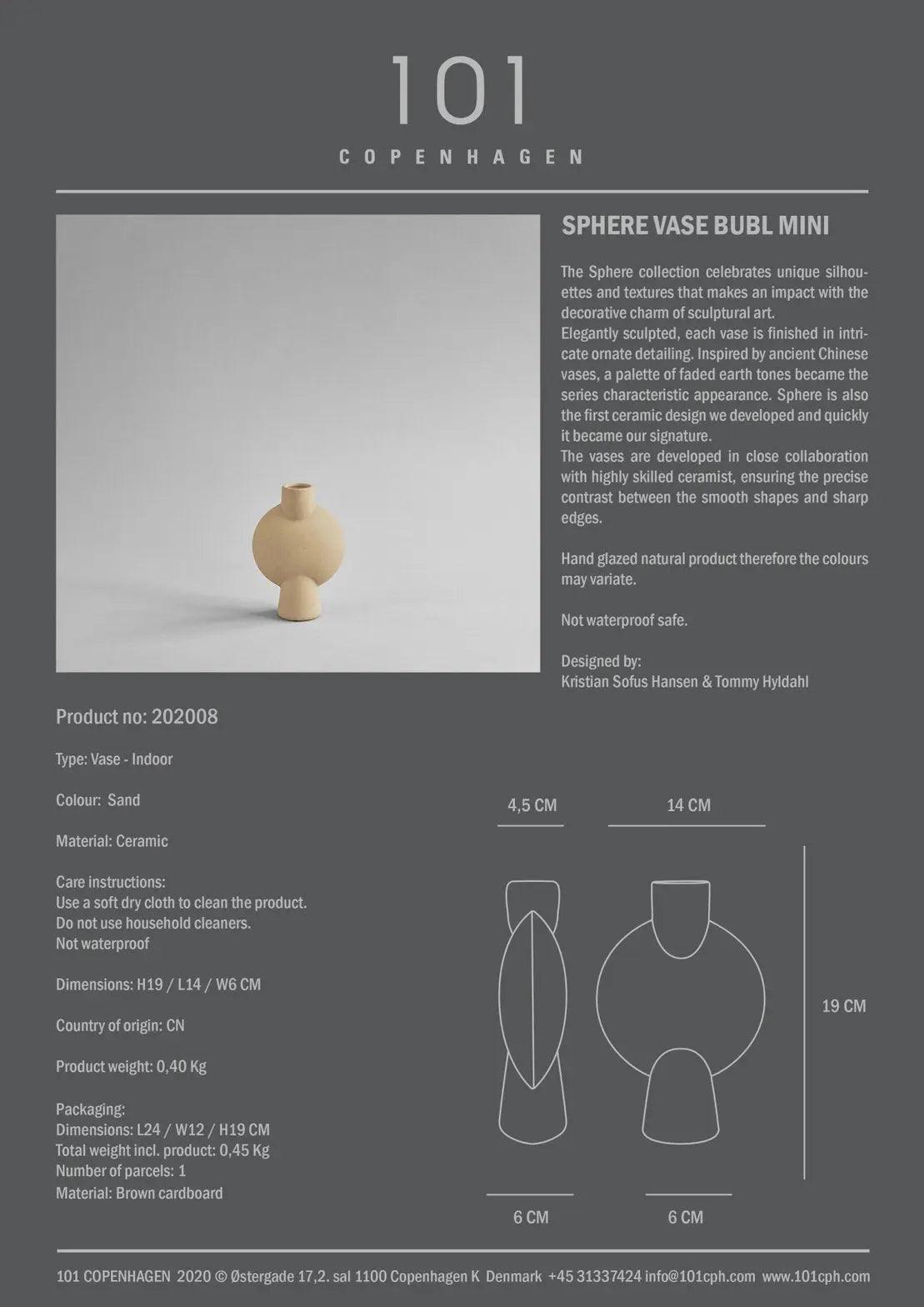 Sphere Vase Bubl, Mini - Sand - BLACK BLAZE - Homeware - CPH101