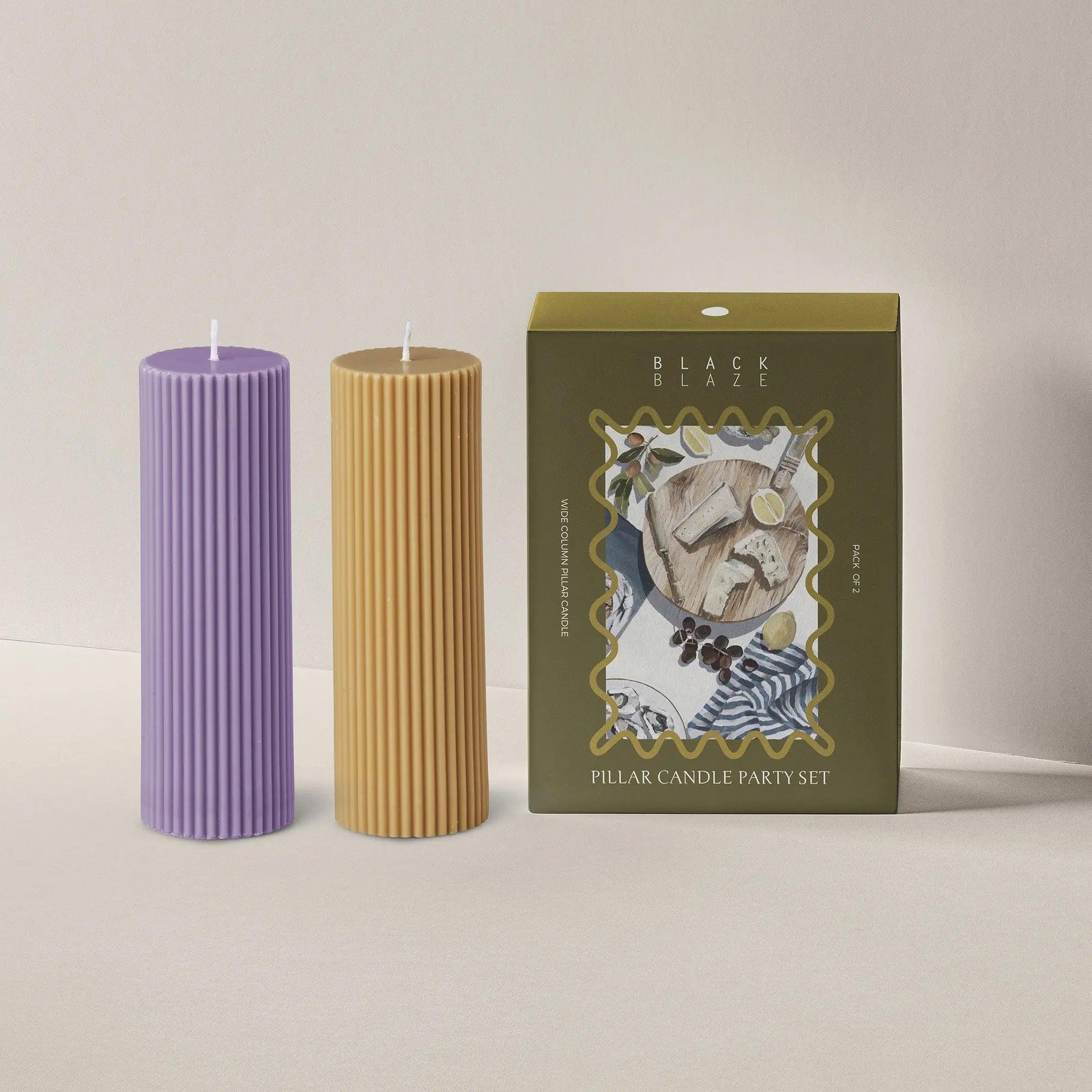 Wide Column Pillar Candle Party Set - BLACK BLAZE - Pillar Candle - BLACK BLAZE