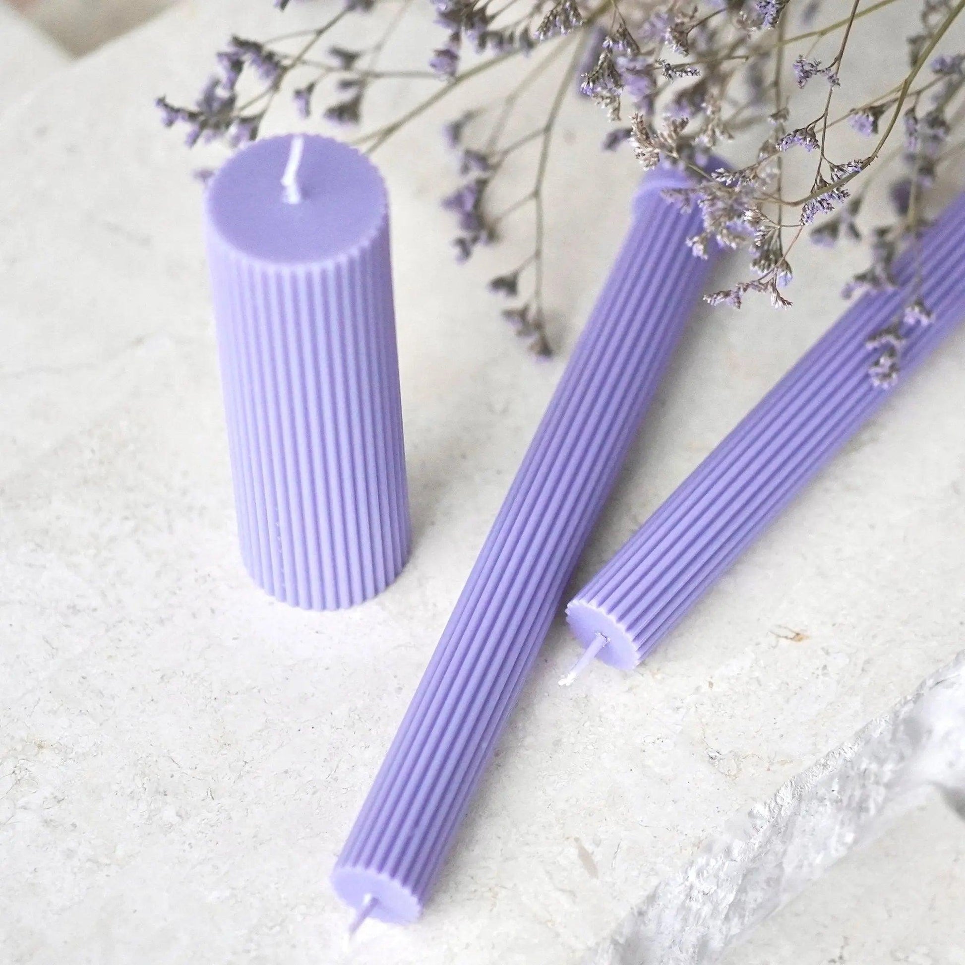 Wide Column Pillar Candle - Periwinkle - BLACK BLAZE - Pillar Candle - BLACK BLAZE