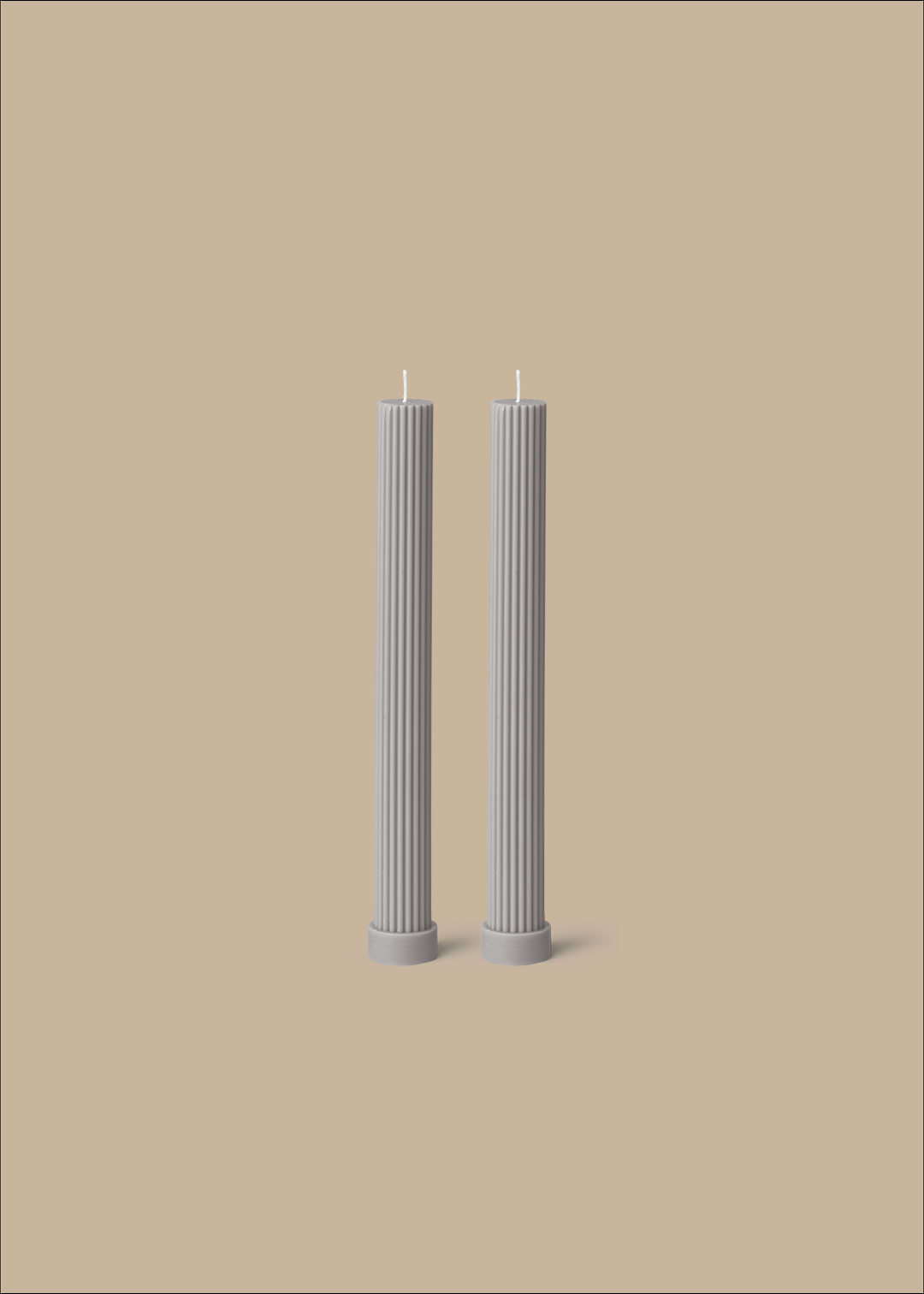 Column Pillar Candle Duo - Grey