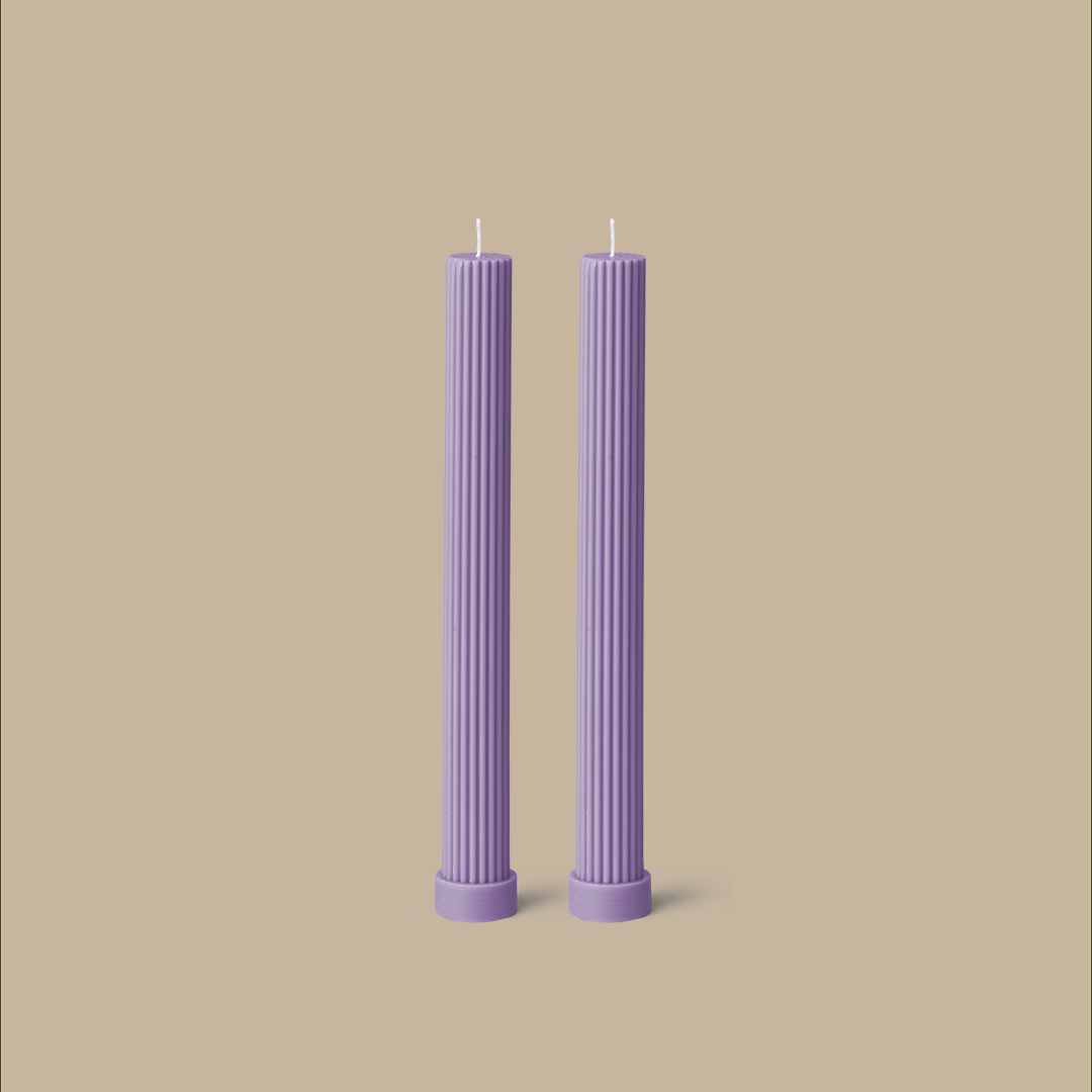 Column Pillar Candle Duo - Periwinkle