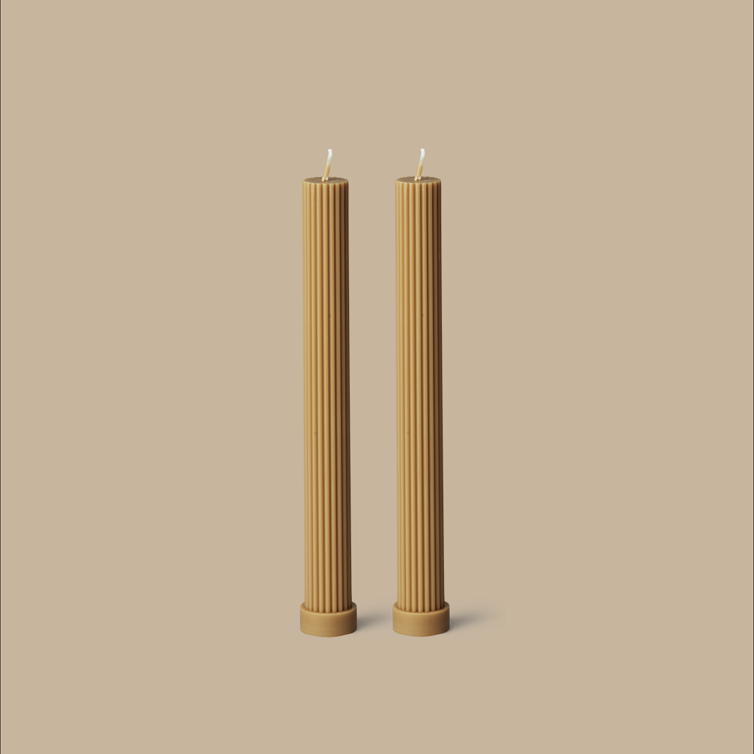 Column Pillar Candle Duo - Honey