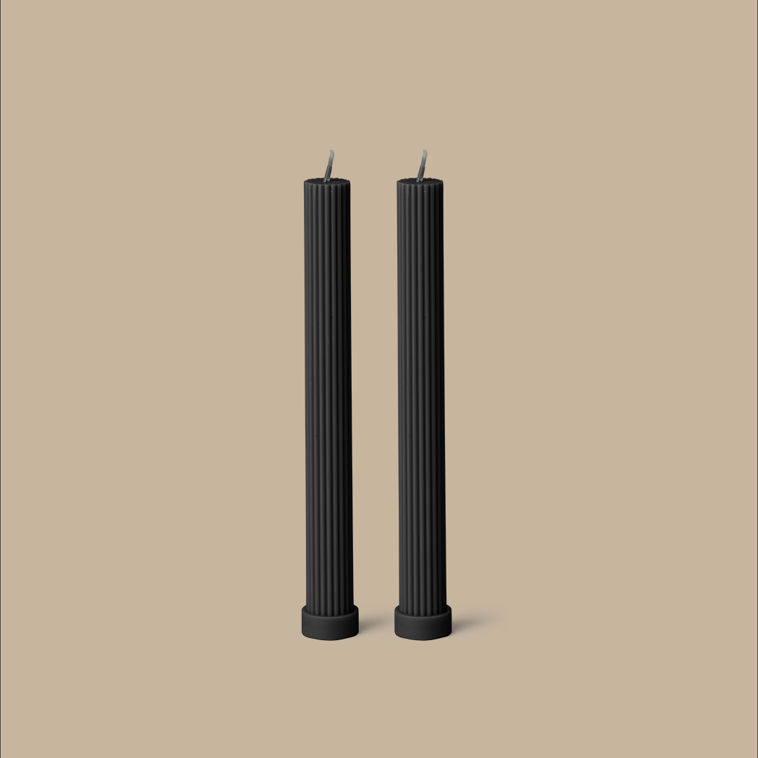 Column Pillar Candle Duo- Black