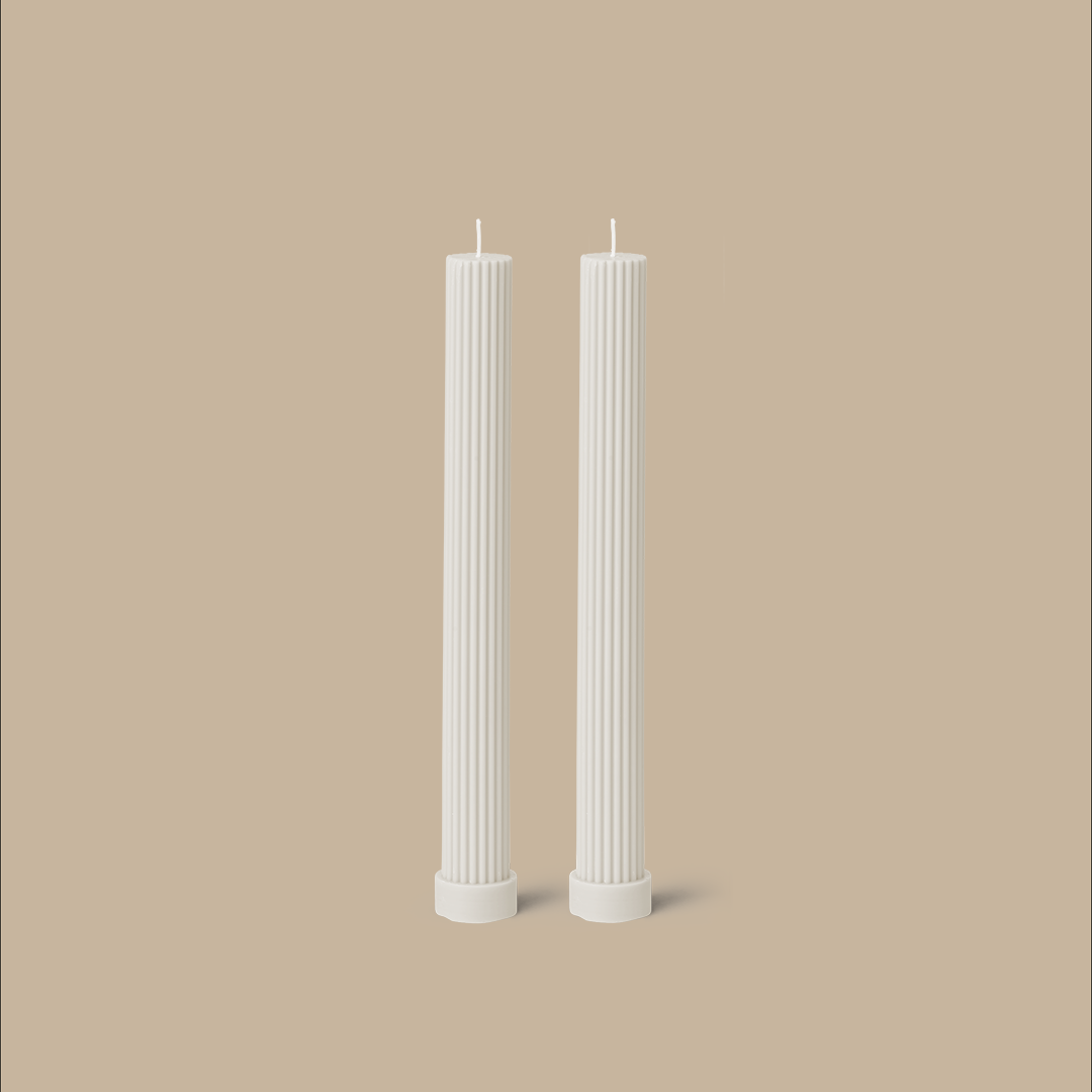 Column Pillar Candle Duo - Cream White