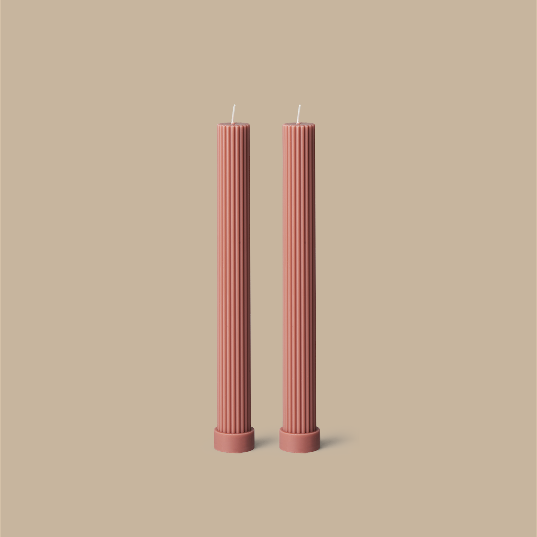 Column Pillar Candle Duo - Peach