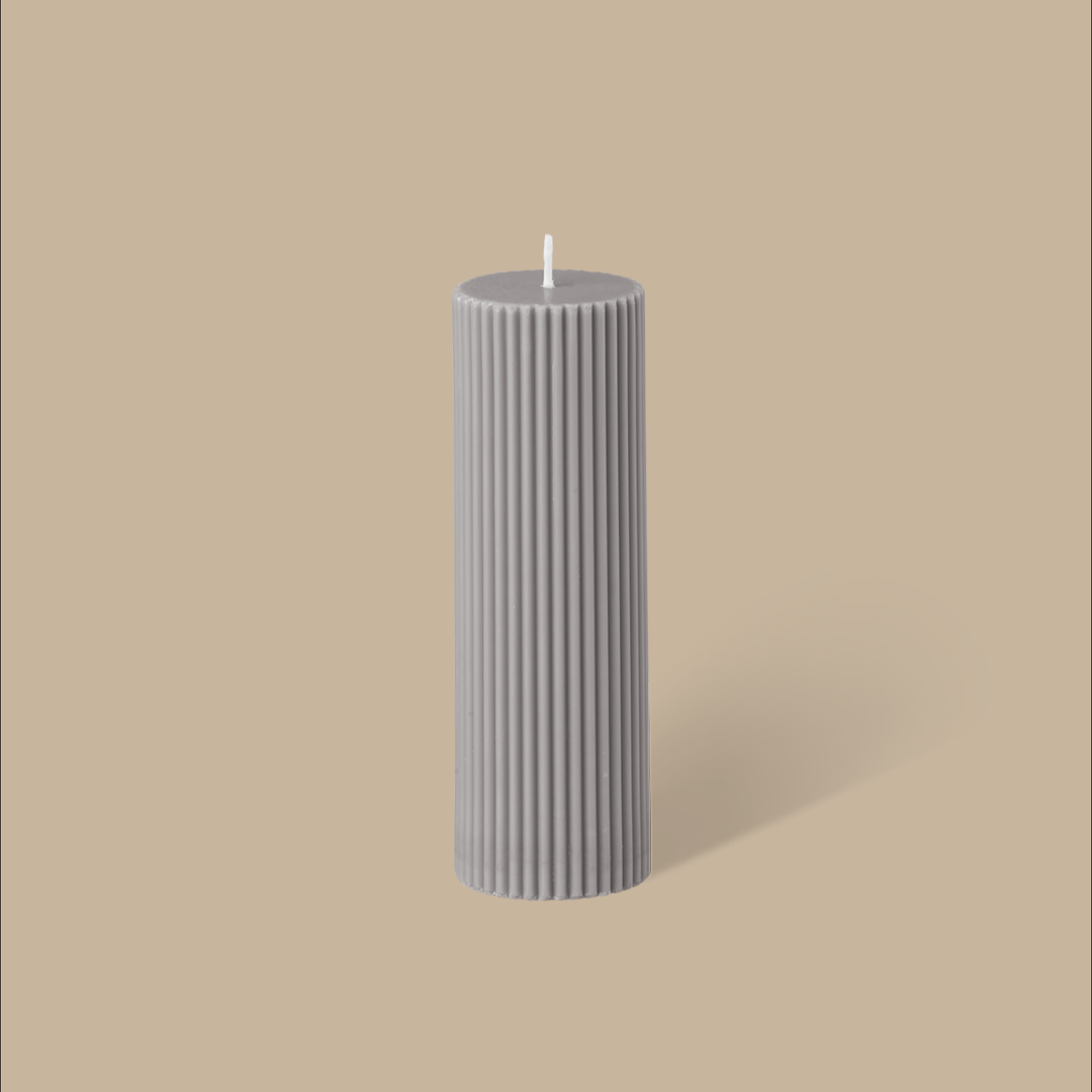 Wide Column Pillar Candle - Grey