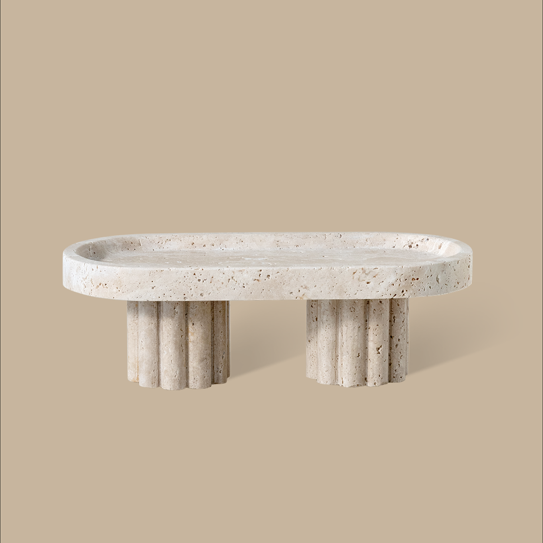 Column Tray -  Oval / Travertine