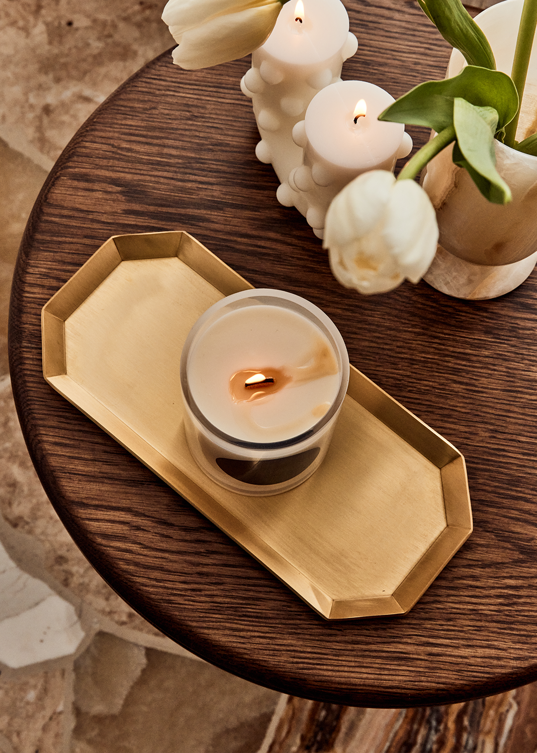 Hexa Brass Tray