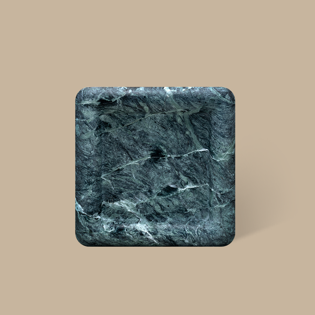 Halo Square Tray - Verde Alpi Marble - BLACK BLAZE