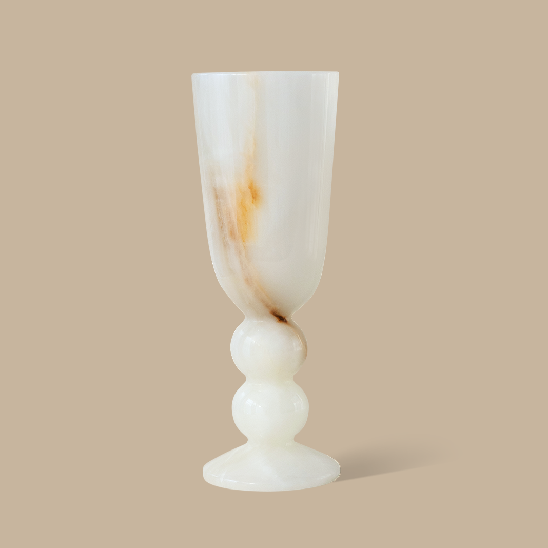 Orb White Onyx Vase - BLACK BLAZE