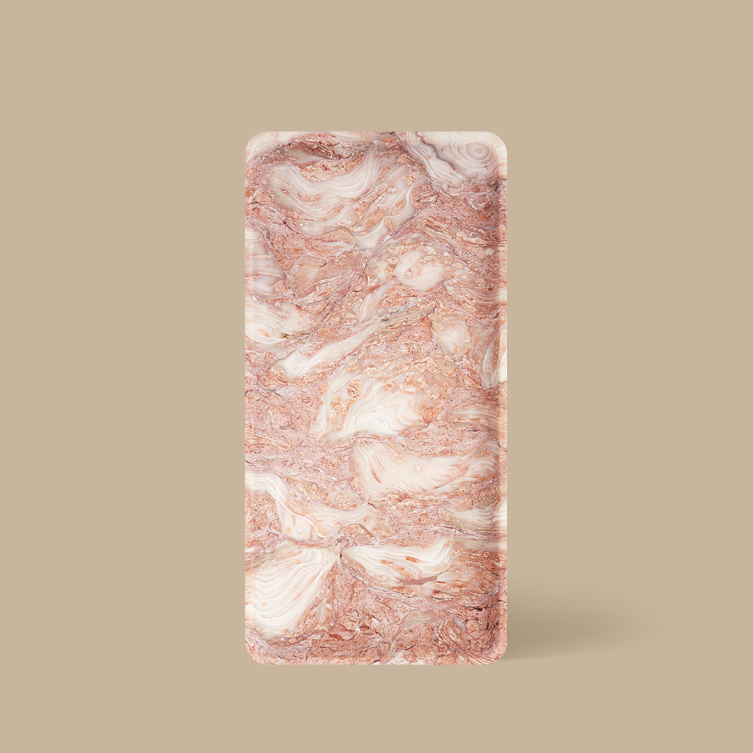 Linea Rectangle Marble Tray - Fossil Pink - BLACK BLAZE