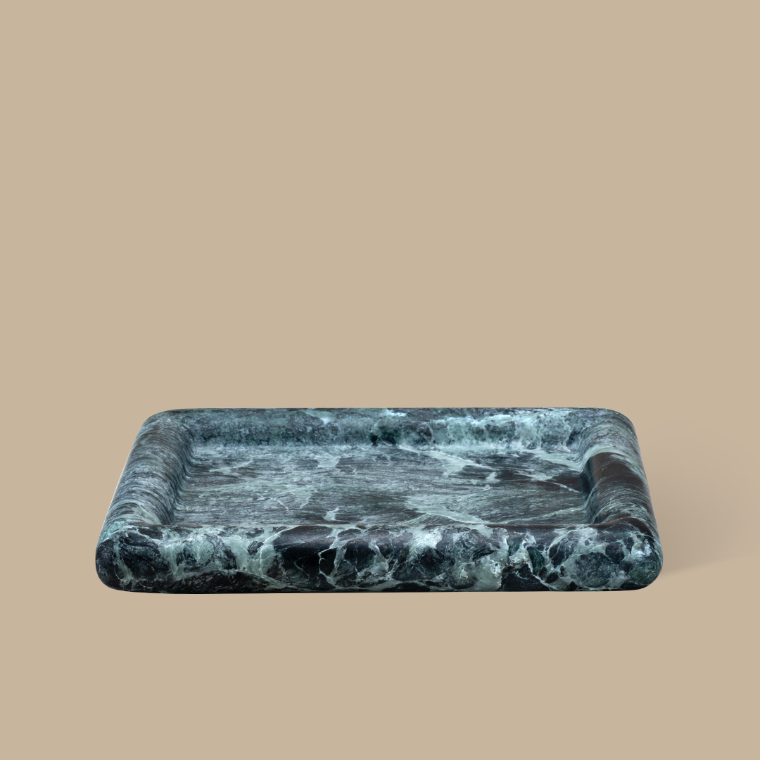 Halo Rectangle Tray - Verde Alpi Marble